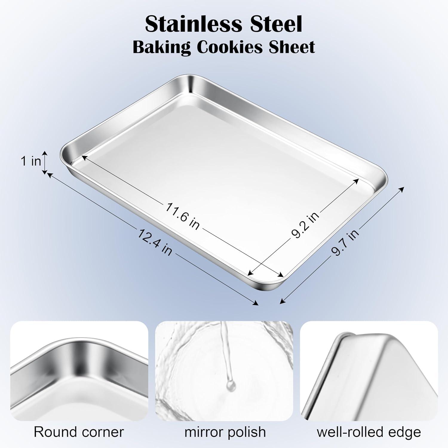 imageEfar Cookie Sheet for Baking 18x13 Stainless Steel Baking Sheet Pan for Oven Large Non Toxic Metal Baking Tray for Cake Cookies Healthy amp Rust Free Mirror Finish amp Dishwasher Safe 1 Pack1