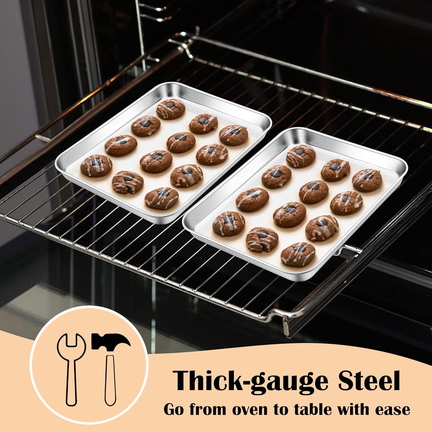 imageEfar Cookie Sheet for Baking 18x13 Stainless Steel Baking Sheet Pan for Oven Large Non Toxic Metal Baking Tray for Cake Cookies Healthy amp Rust Free Mirror Finish amp Dishwasher Safe 1 Pack1