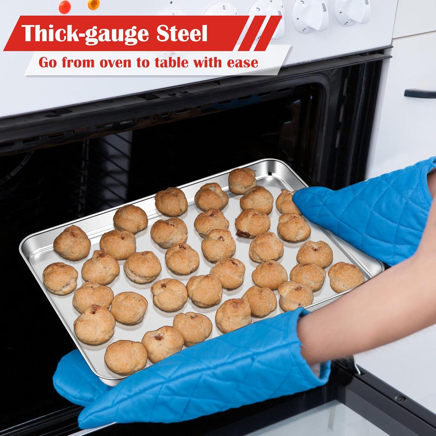 imageEfar Cookie Sheet for Baking 18x13 Stainless Steel Baking Sheet Pan for Oven Large Non Toxic Metal Baking Tray for Cake Cookies Healthy amp Rust Free Mirror Finish amp Dishwasher Safe 1 Pack1