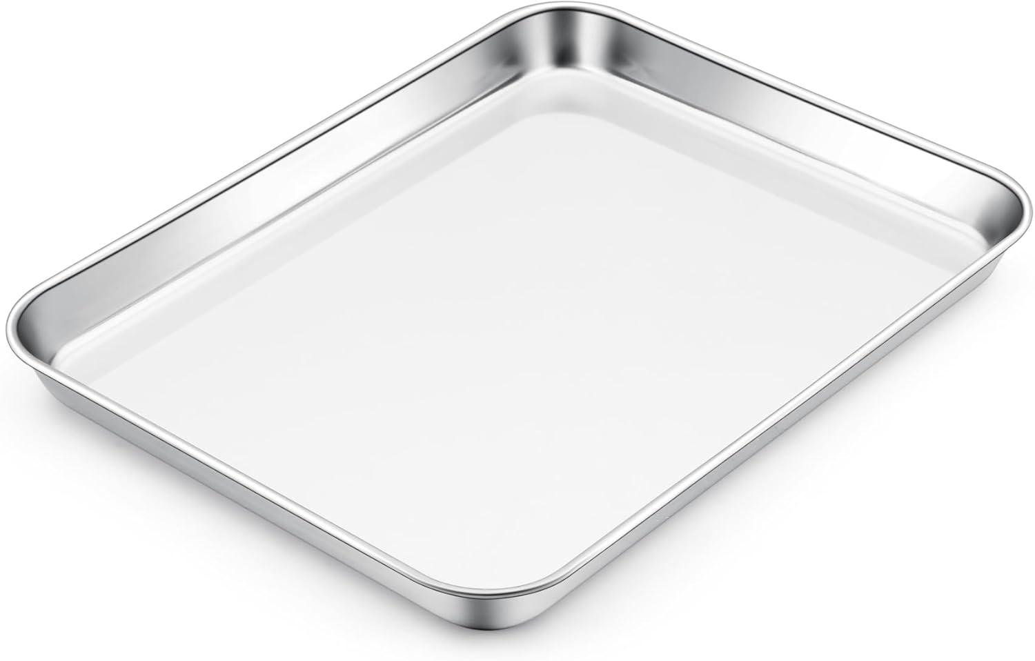 imageEfar Cookie Sheet for Baking 18x13 Stainless Steel Baking Sheet Pan for Oven Large Non Toxic Metal Baking Tray for Cake Cookies Healthy amp Rust Free Mirror Finish amp Dishwasher Safe 1 Pack1
