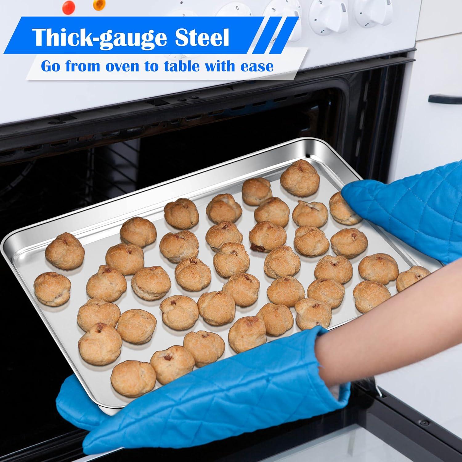 imageEfar Cookie Sheet for Baking 18x13 Stainless Steel Baking Sheet Pan for Oven Large Non Toxic Metal Baking Tray for Cake Cookies Healthy amp Rust Free Mirror Finish amp Dishwasher Safe 1 Pack3
