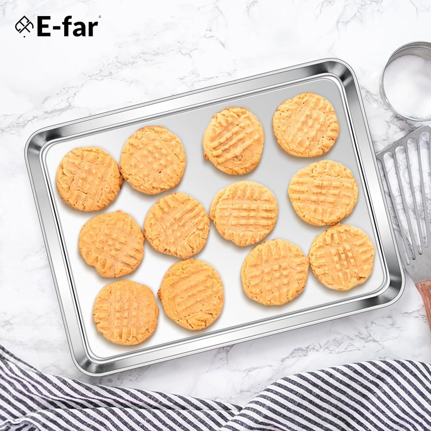 imageEfar Cookie Sheet for Baking 18x13 Stainless Steel Baking Sheet Pan for Oven Large Non Toxic Metal Baking Tray for Cake Cookies Healthy amp Rust Free Mirror Finish amp Dishwasher Safe 1 Pack1
