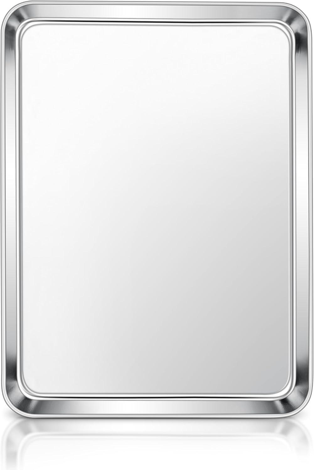 imageEfar Cookie Sheet for Baking 18x13 Stainless Steel Baking Sheet Pan for Oven Large Non Toxic Metal Baking Tray for Cake Cookies Healthy amp Rust Free Mirror Finish amp Dishwasher Safe 1 Pack1