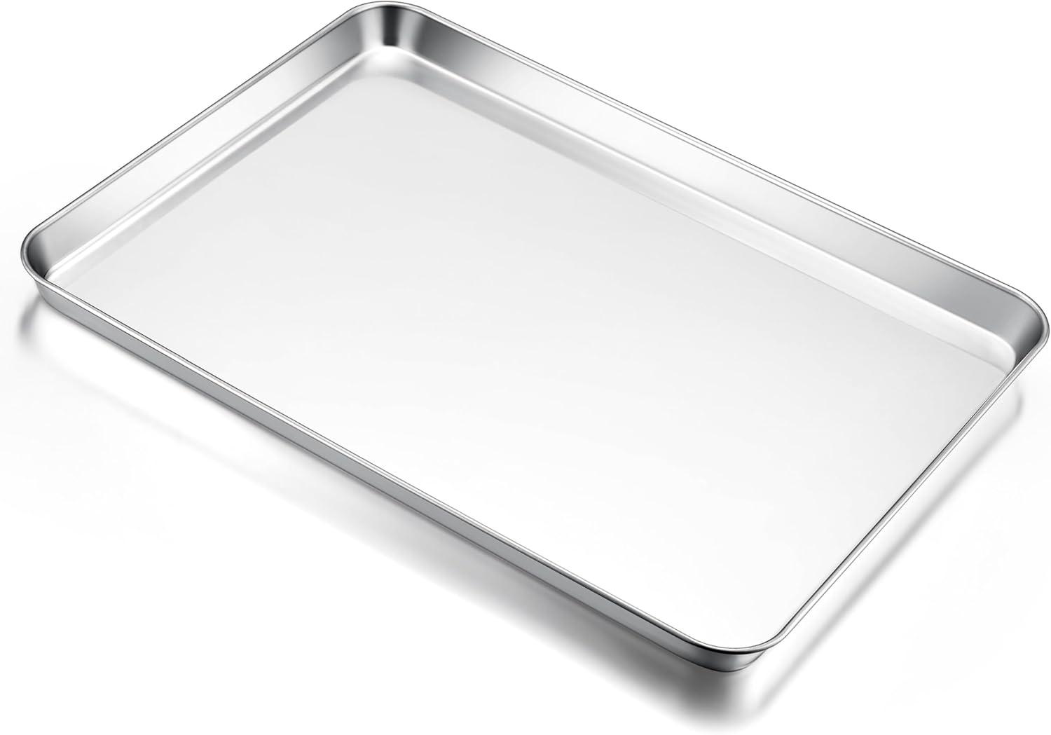 imageEfar Cookie Sheet for Baking 18x13 Stainless Steel Baking Sheet Pan for Oven Large Non Toxic Metal Baking Tray for Cake Cookies Healthy amp Rust Free Mirror Finish amp Dishwasher Safe 1 Pack1