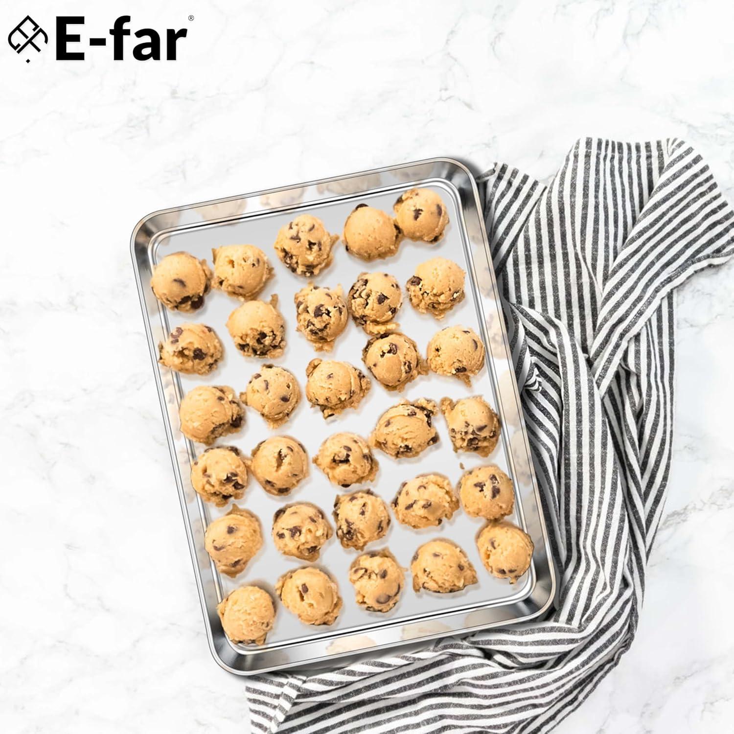 imageEfar Cookie Sheet for Baking 18x13 Stainless Steel Baking Sheet Pan for Oven Large Non Toxic Metal Baking Tray for Cake Cookies Healthy amp Rust Free Mirror Finish amp Dishwasher Safe 1 Pack1