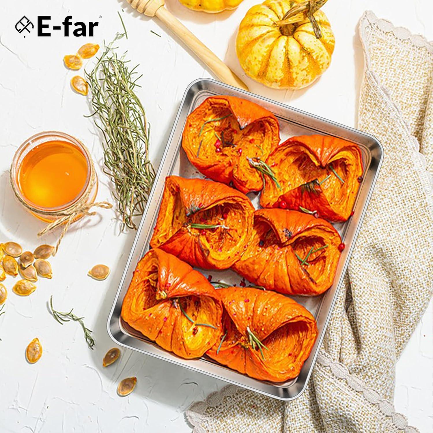 imageEfar Cookie Sheet for Baking 18x13 Stainless Steel Baking Sheet Pan for Oven Large Non Toxic Metal Baking Tray for Cake Cookies Healthy amp Rust Free Mirror Finish amp Dishwasher Safe 1 Pack3