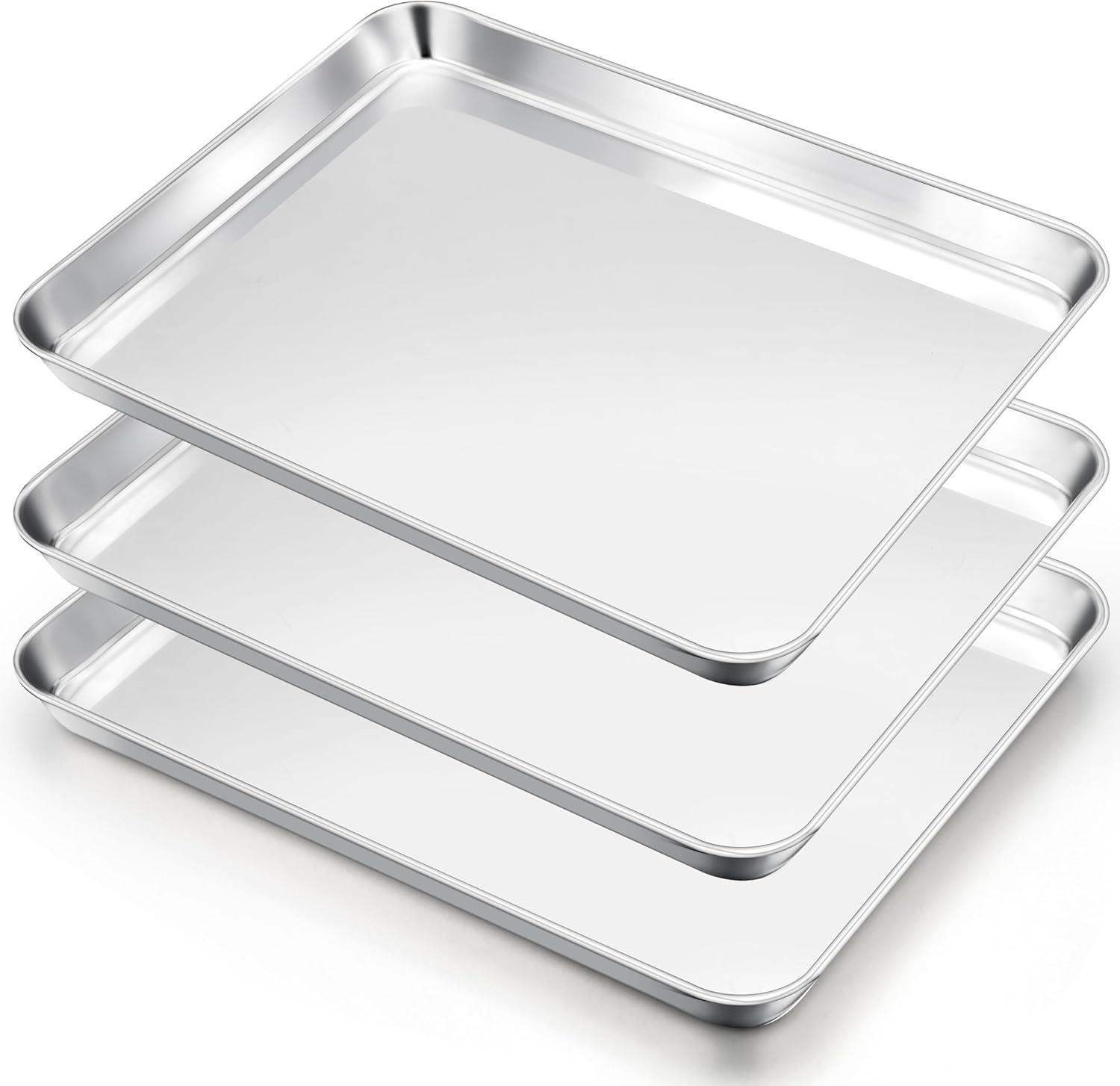 imageEfar Cookie Sheet for Baking 18x13 Stainless Steel Baking Sheet Pan for Oven Large Non Toxic Metal Baking Tray for Cake Cookies Healthy amp Rust Free Mirror Finish amp Dishwasher Safe 1 Pack3