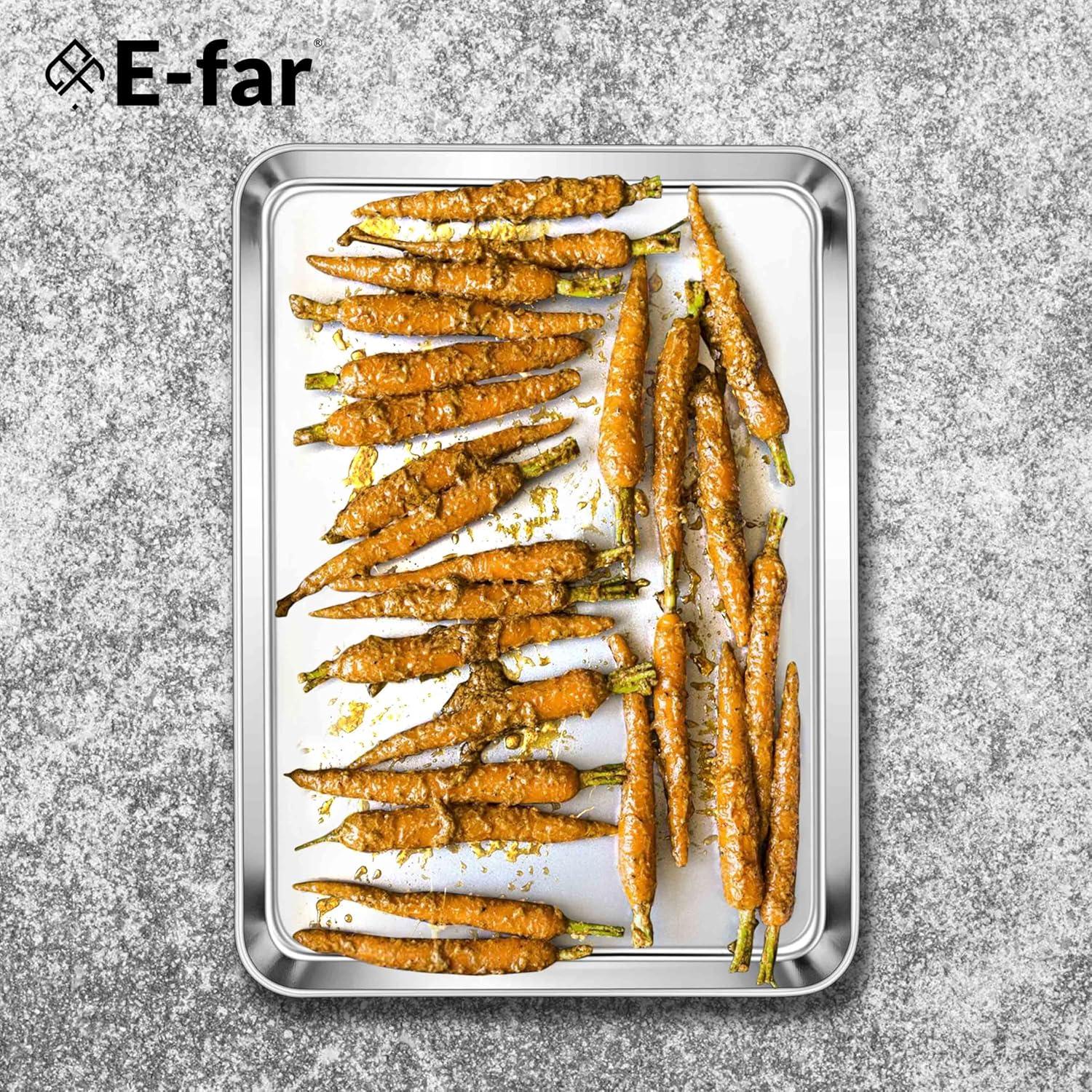 imageEfar Cookie Sheet for Baking 18x13 Stainless Steel Baking Sheet Pan for Oven Large Non Toxic Metal Baking Tray for Cake Cookies Healthy amp Rust Free Mirror Finish amp Dishwasher Safe 1 Pack3