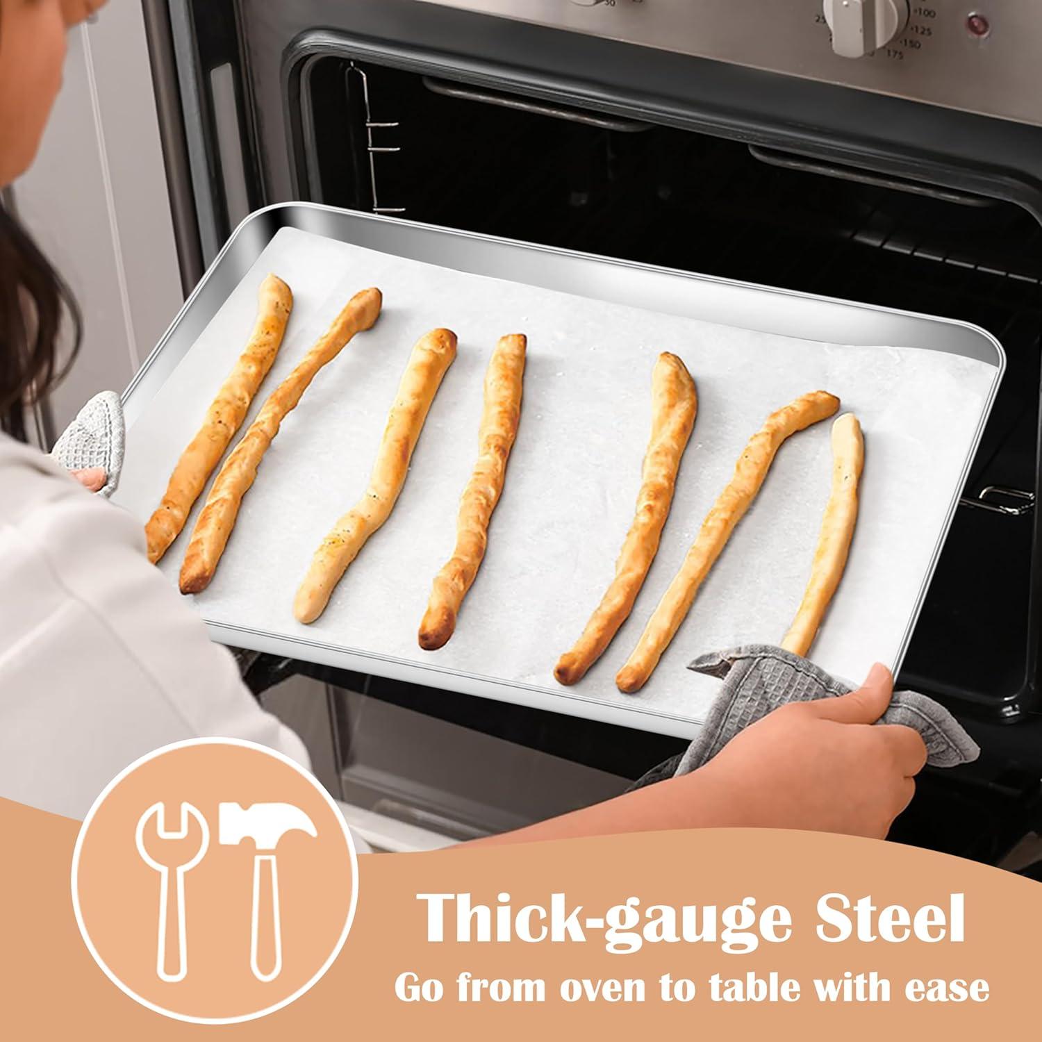 imageEfar Cookie Sheet for Baking 18x13 Stainless Steel Baking Sheet Pan for Oven Large Non Toxic Metal Baking Tray for Cake Cookies Healthy amp Rust Free Mirror Finish amp Dishwasher Safe 1 Pack4