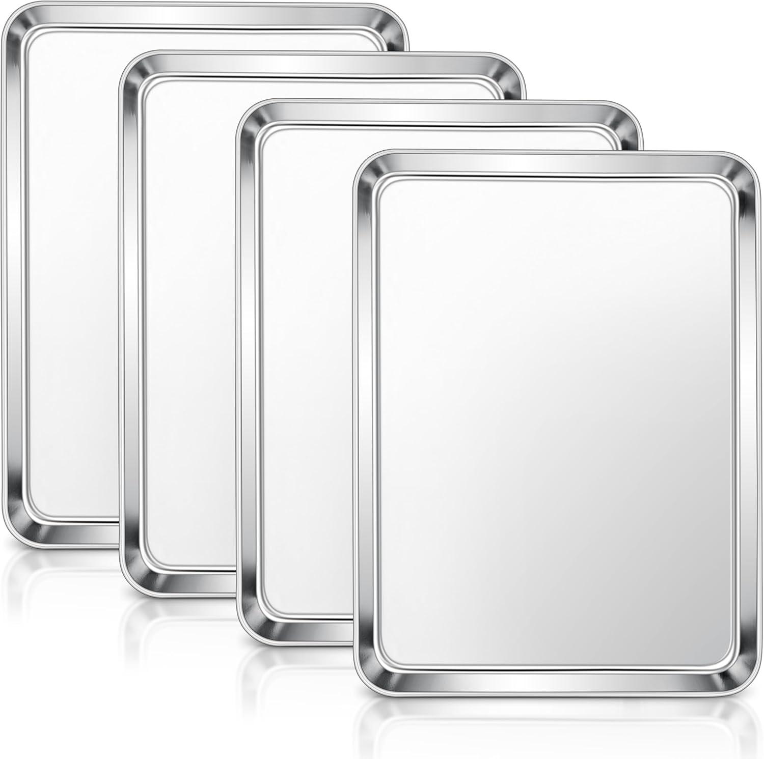 imageEfar Cookie Sheet for Baking 18x13 Stainless Steel Baking Sheet Pan for Oven Large Non Toxic Metal Baking Tray for Cake Cookies Healthy amp Rust Free Mirror Finish amp Dishwasher Safe 1 Pack4