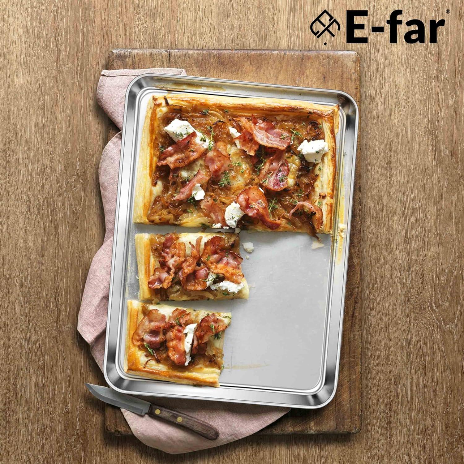 imageEfar Cookie Sheet for Baking 18x13 Stainless Steel Baking Sheet Pan for Oven Large Non Toxic Metal Baking Tray for Cake Cookies Healthy amp Rust Free Mirror Finish amp Dishwasher Safe 1 Pack4