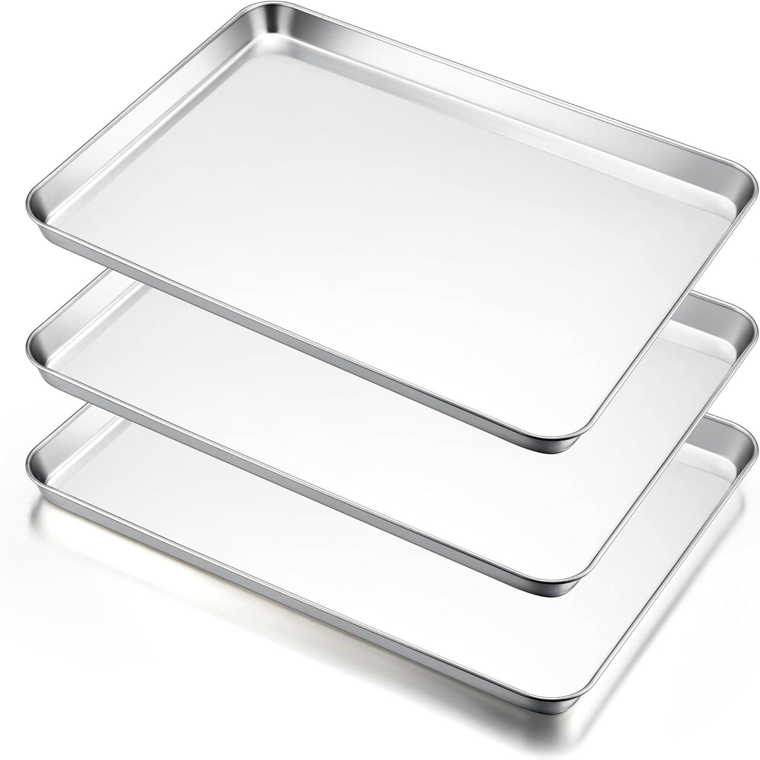 imageEfar Cookie Sheet for Baking 18x13 Stainless Steel Baking Sheet Pan for Oven Large Non Toxic Metal Baking Tray for Cake Cookies Healthy amp Rust Free Mirror Finish amp Dishwasher Safe 1 Pack3