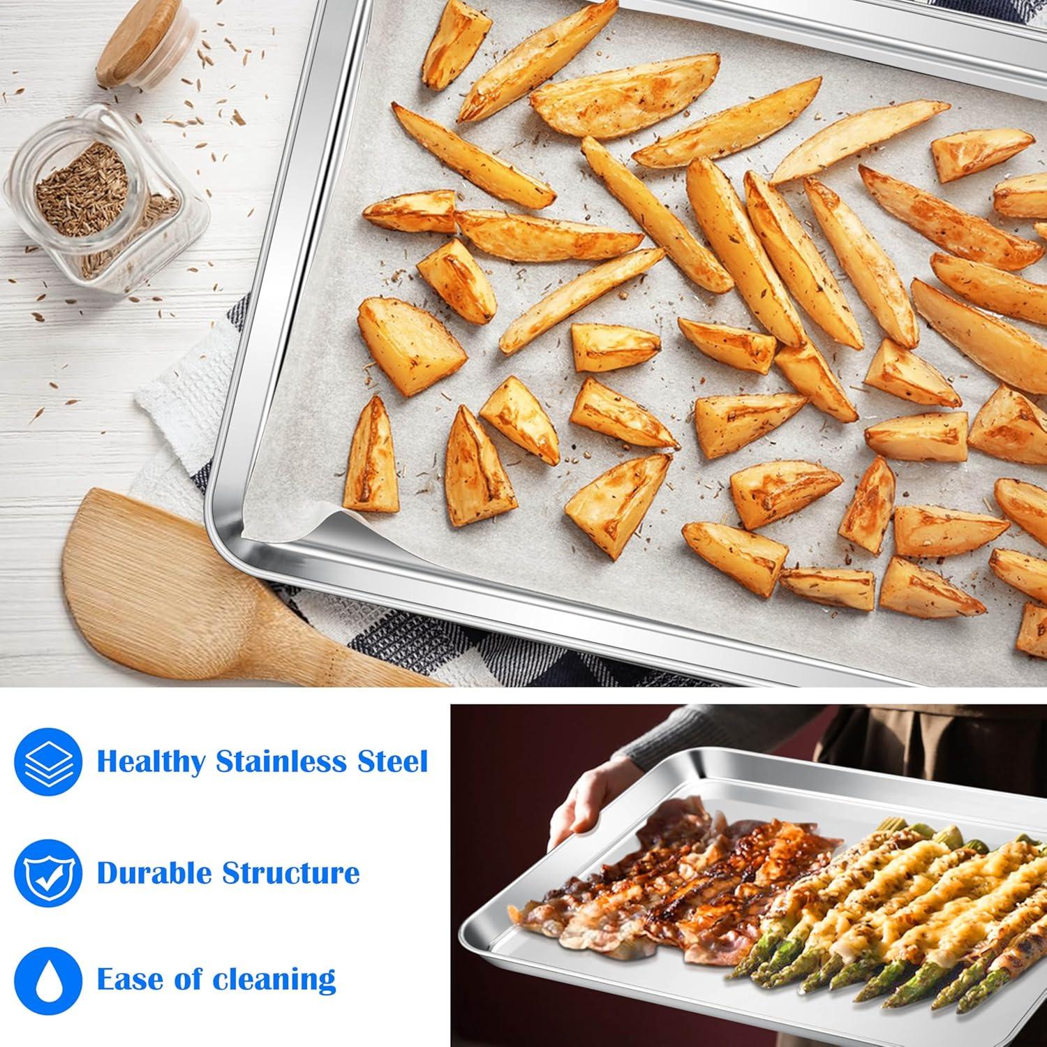 imageEfar Cookie Sheet for Baking 18x13 Stainless Steel Baking Sheet Pan for Oven Large Non Toxic Metal Baking Tray for Cake Cookies Healthy amp Rust Free Mirror Finish amp Dishwasher Safe 1 Pack4