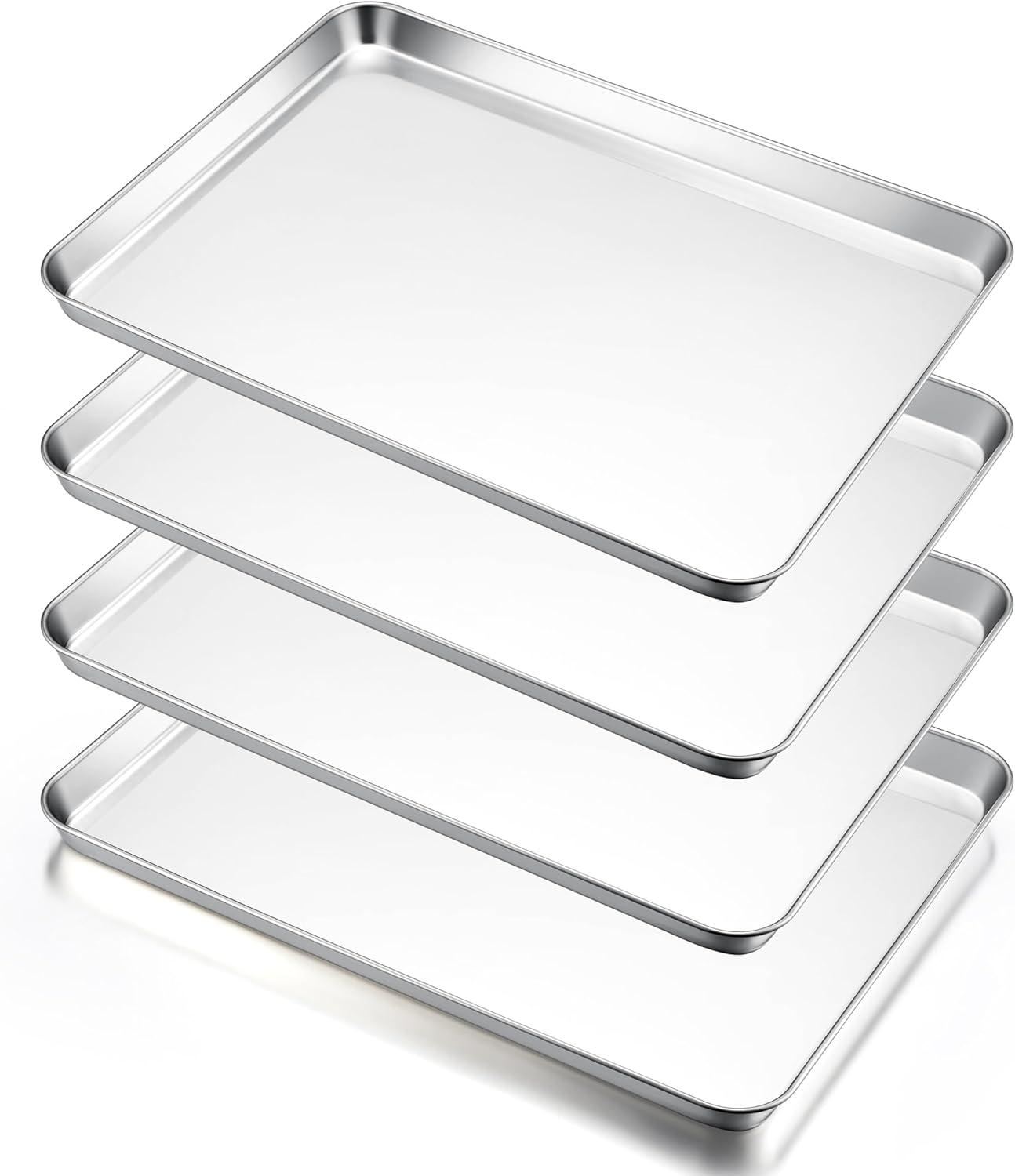 imageEfar Cookie Sheet for Baking 18x13 Stainless Steel Baking Sheet Pan for Oven Large Non Toxic Metal Baking Tray for Cake Cookies Healthy amp Rust Free Mirror Finish amp Dishwasher Safe 1 Pack4