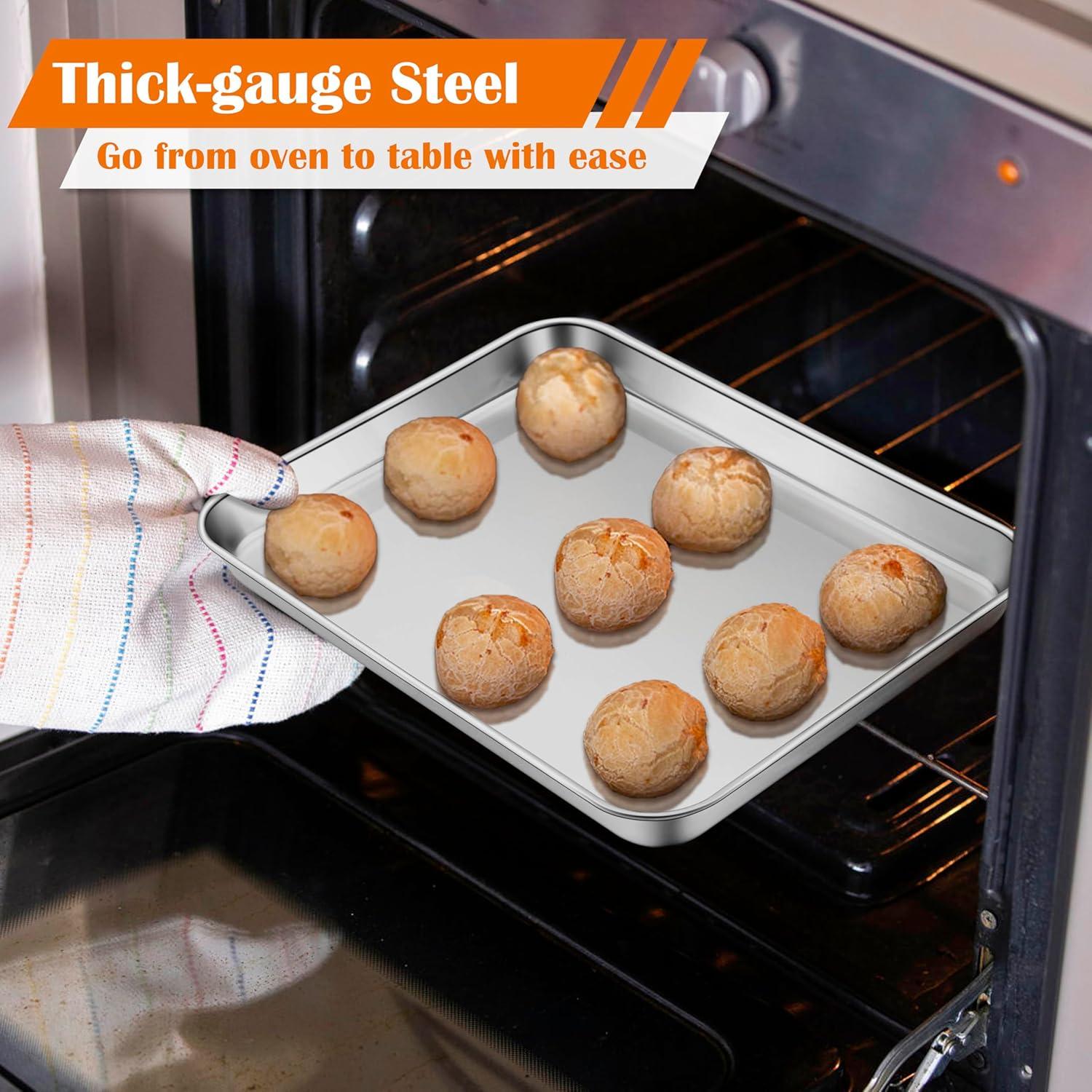 imageEfar Cookie Sheet for Baking 18x13 Stainless Steel Baking Sheet Pan for Oven Large Non Toxic Metal Baking Tray for Cake Cookies Healthy amp Rust Free Mirror Finish amp Dishwasher Safe 1 Pack1