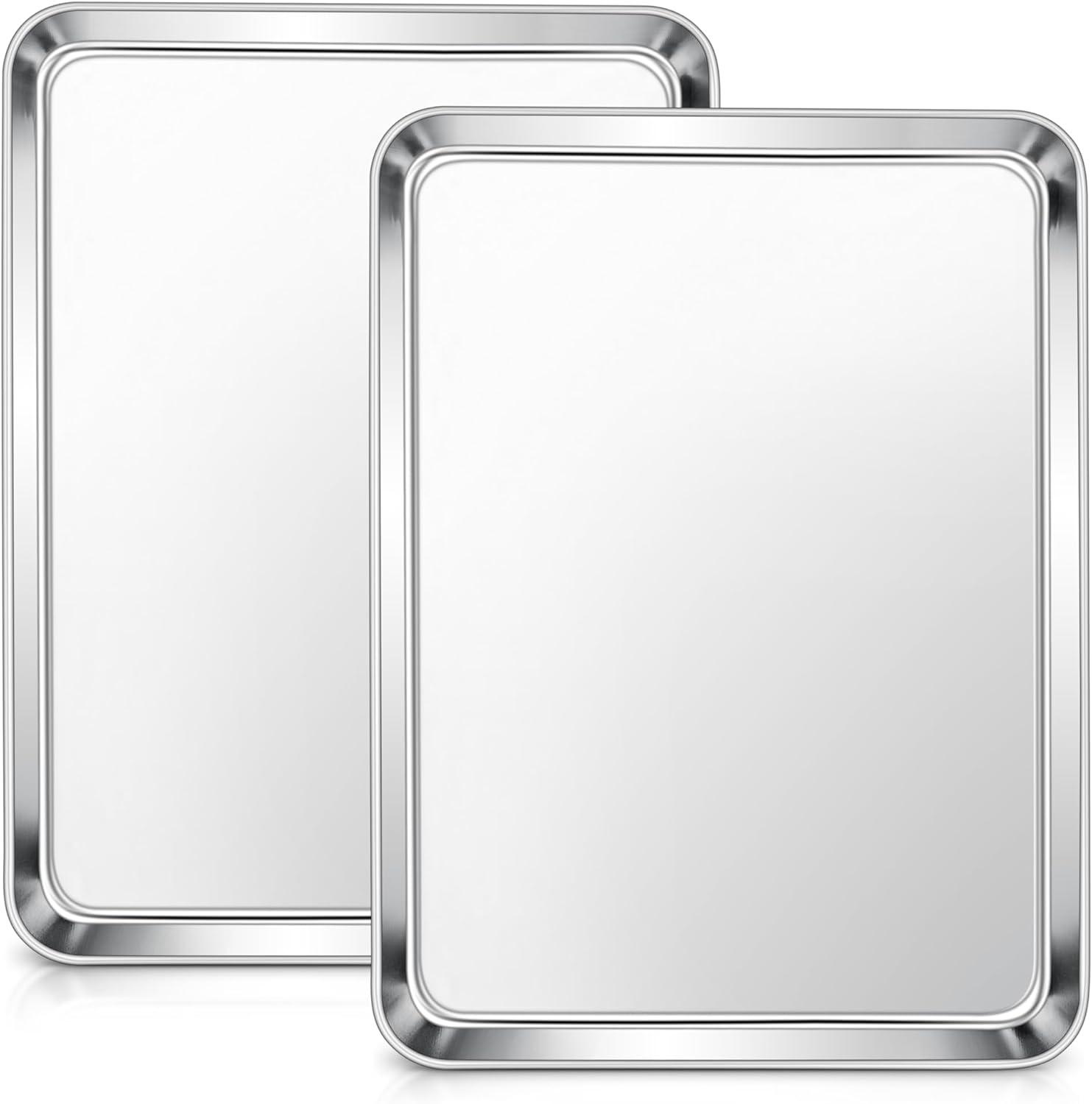 imageEfar Cookie Sheet for Baking 18x13 Stainless Steel Baking Sheet Pan for Oven Large Non Toxic Metal Baking Tray for Cake Cookies Healthy amp Rust Free Mirror Finish amp Dishwasher Safe 1 Pack2