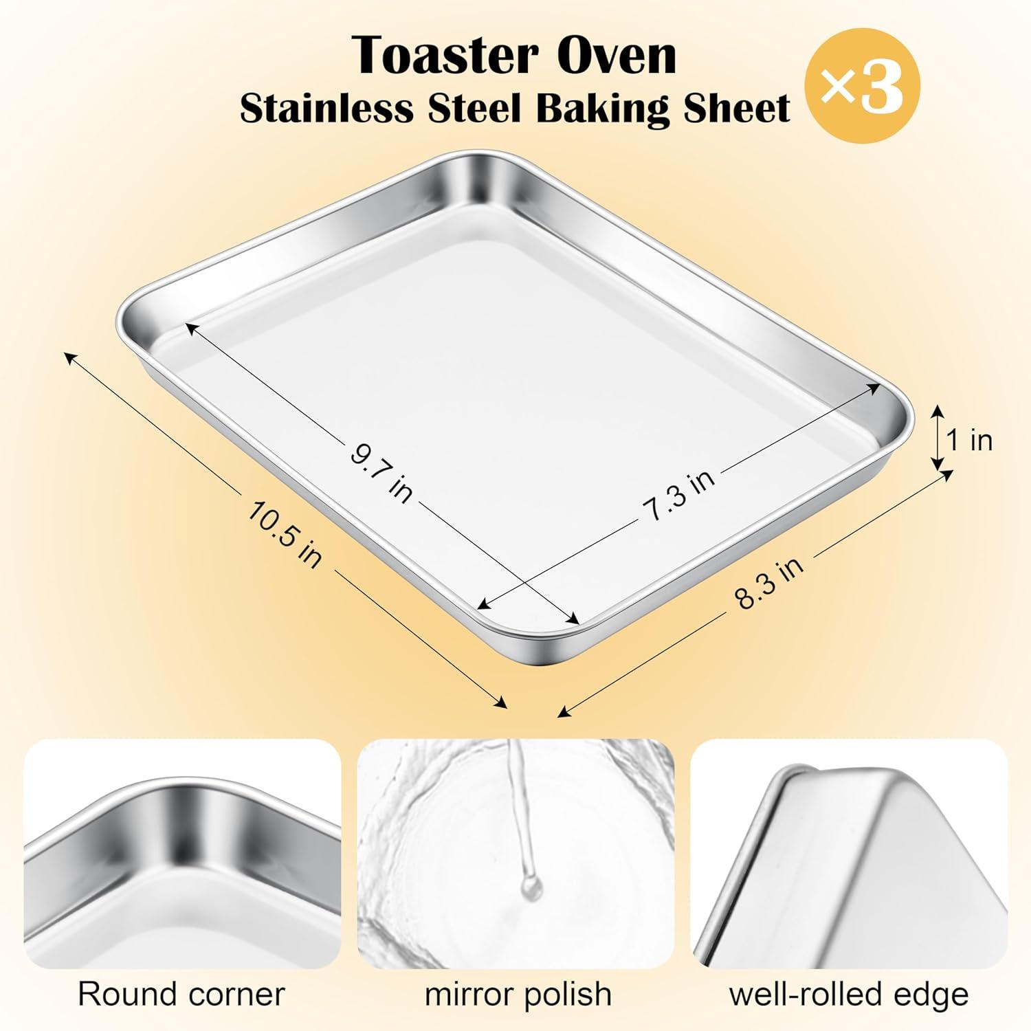 imageEfar Cookie Sheet for Baking 18x13 Stainless Steel Baking Sheet Pan for Oven Large Non Toxic Metal Baking Tray for Cake Cookies Healthy amp Rust Free Mirror Finish amp Dishwasher Safe 1 Pack3