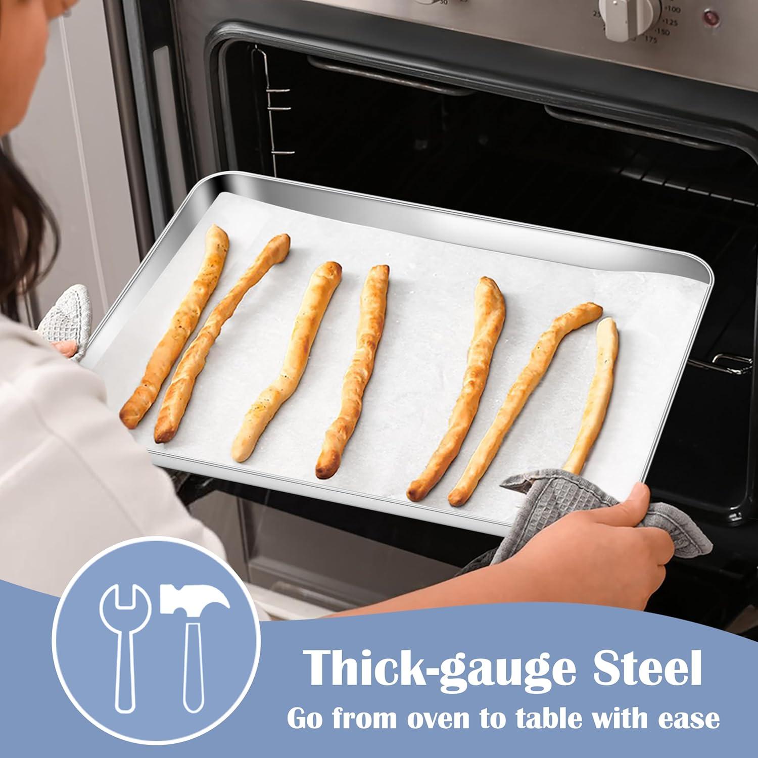 imageEfar Cookie Sheet for Baking 18x13 Stainless Steel Baking Sheet Pan for Oven Large Non Toxic Metal Baking Tray for Cake Cookies Healthy amp Rust Free Mirror Finish amp Dishwasher Safe 1 Pack3