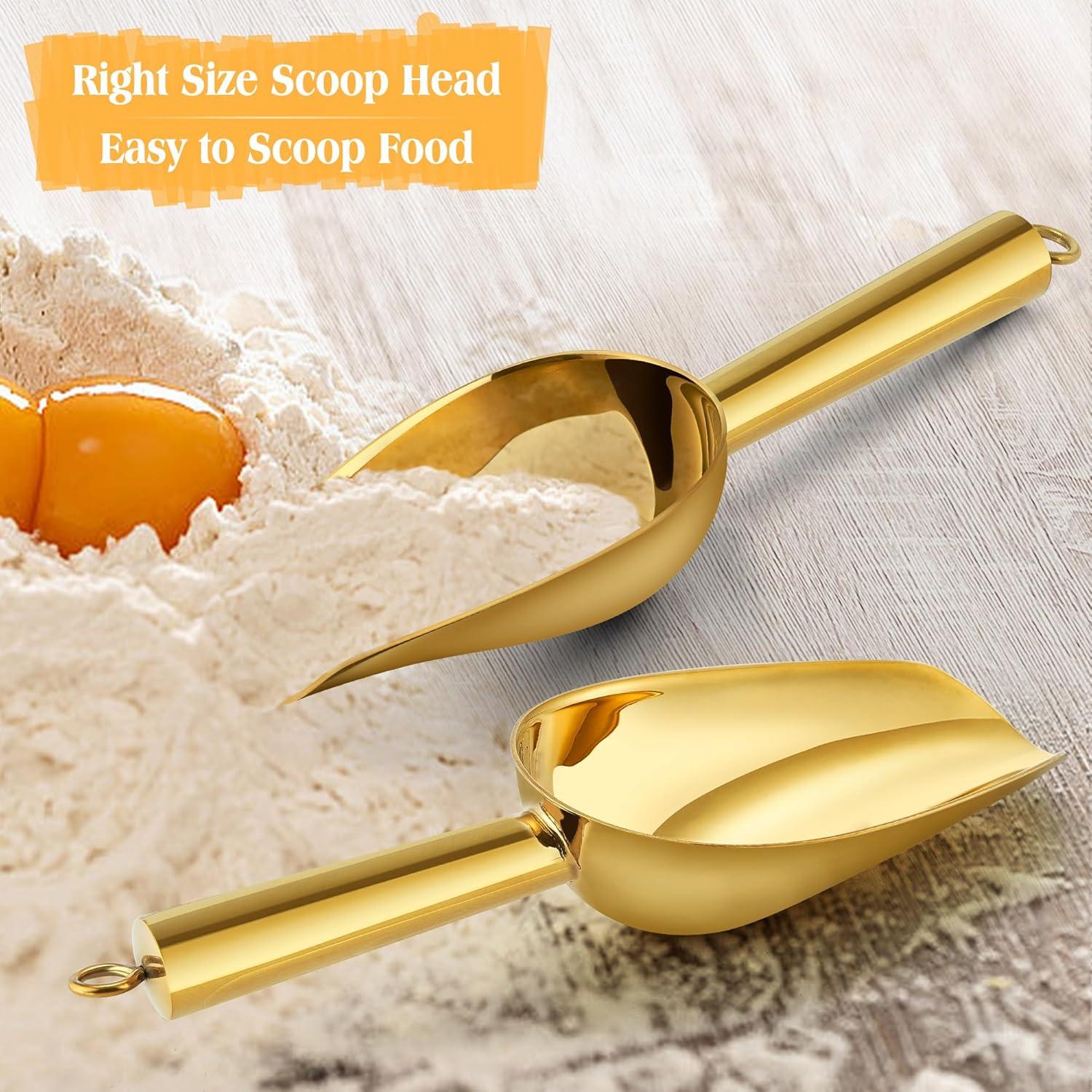 imageEfar Gold Stainless Steel Scoop 6 Ounce Utility Metal Ice Scooper for Kitchen Freezer Bar Wedding Party Multipurpose Small Scoop for SugarFlourPet FoodBeanPopcornDry Goods Dishwasher SafeGold