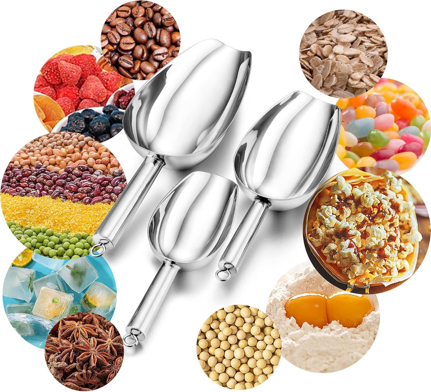 imageEfar Gold Stainless Steel Scoop 6 Ounce Utility Metal Ice Scooper for Kitchen Freezer Bar Wedding Party Multipurpose Small Scoop for SugarFlourPet FoodBeanPopcornDry Goods Dishwasher SafeSilver