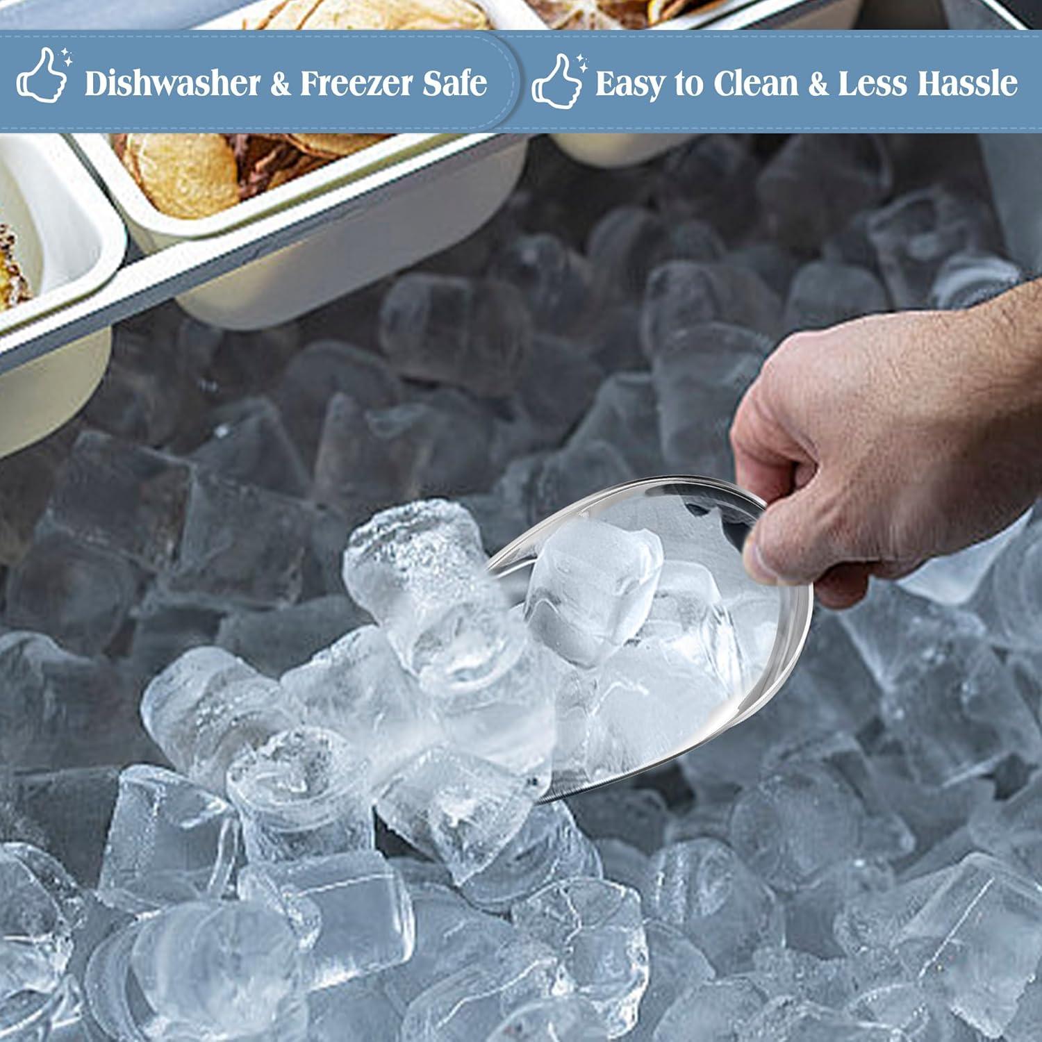 imageEfar Gold Stainless Steel Scoop 6 Ounce Utility Metal Ice Scooper for Kitchen Freezer Bar Wedding Party Multipurpose Small Scoop for SugarFlourPet FoodBeanPopcornDry Goods Dishwasher SafeSilver