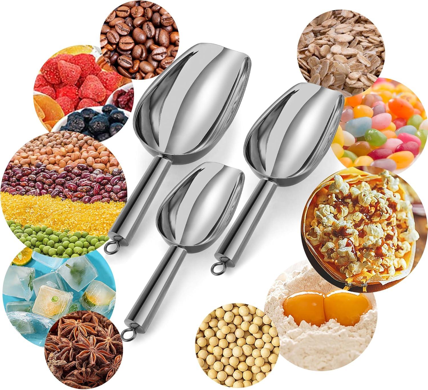 imageEfar Gold Stainless Steel Scoop 6 Ounce Utility Metal Ice Scooper for Kitchen Freezer Bar Wedding Party Multipurpose Small Scoop for SugarFlourPet FoodBeanPopcornDry Goods Dishwasher SafeBlack