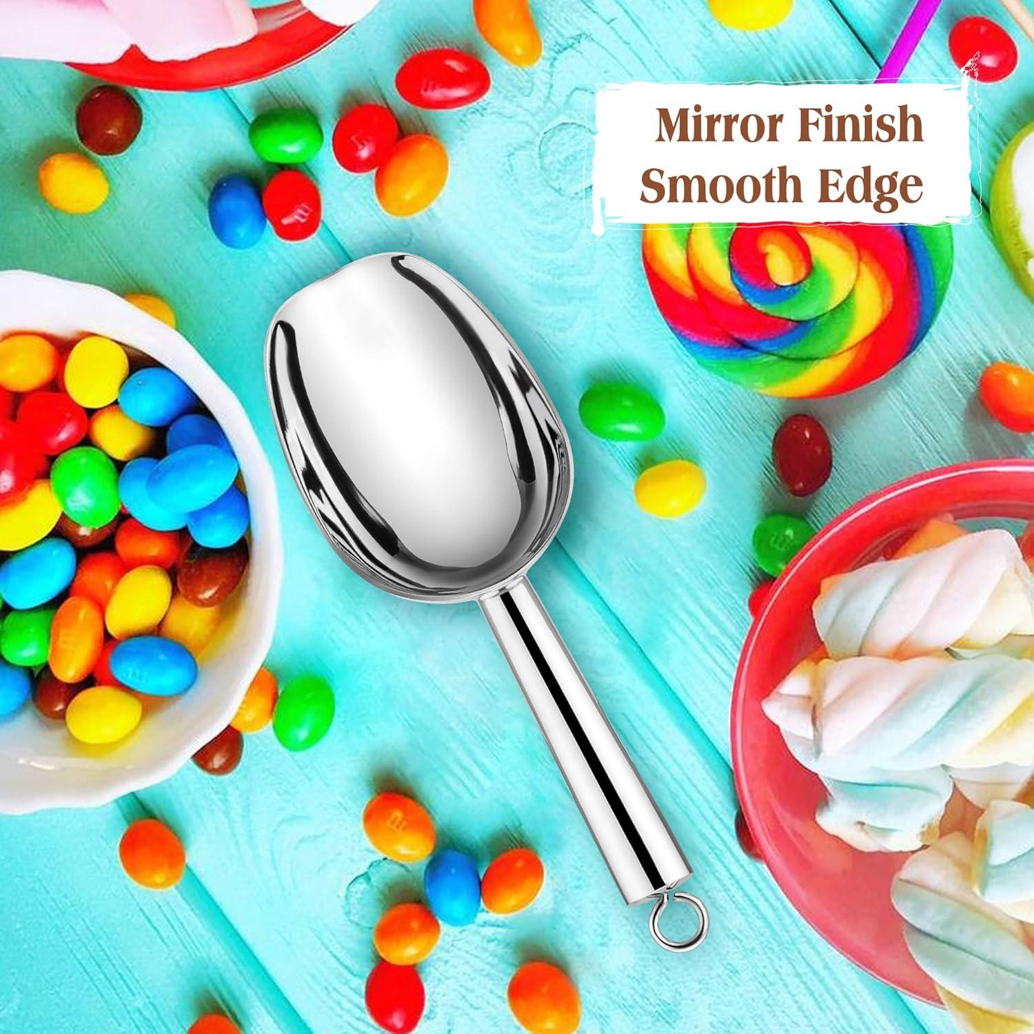 imageEfar Gold Stainless Steel Scoop 6 Ounce Utility Metal Ice Scooper for Kitchen Freezer Bar Wedding Party Multipurpose Small Scoop for SugarFlourPet FoodBeanPopcornDry Goods Dishwasher SafeSilver