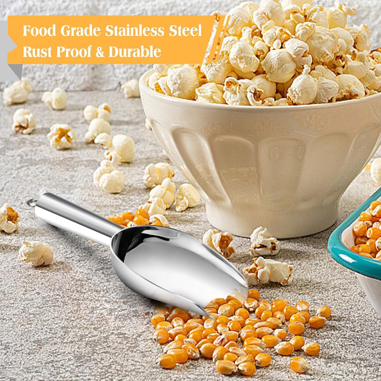 imageEfar Gold Stainless Steel Scoop 6 Ounce Utility Metal Ice Scooper for Kitchen Freezer Bar Wedding Party Multipurpose Small Scoop for SugarFlourPet FoodBeanPopcornDry Goods Dishwasher SafeSilver