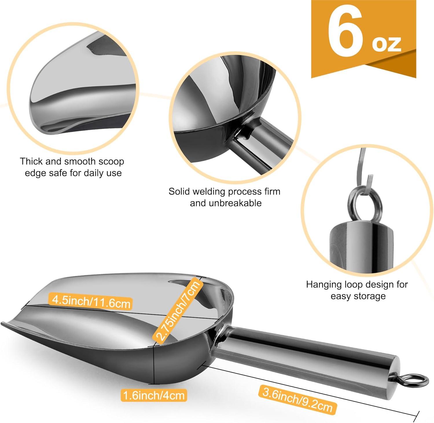 imageEfar Gold Stainless Steel Scoop 6 Ounce Utility Metal Ice Scooper for Kitchen Freezer Bar Wedding Party Multipurpose Small Scoop for SugarFlourPet FoodBeanPopcornDry Goods Dishwasher SafeBlack