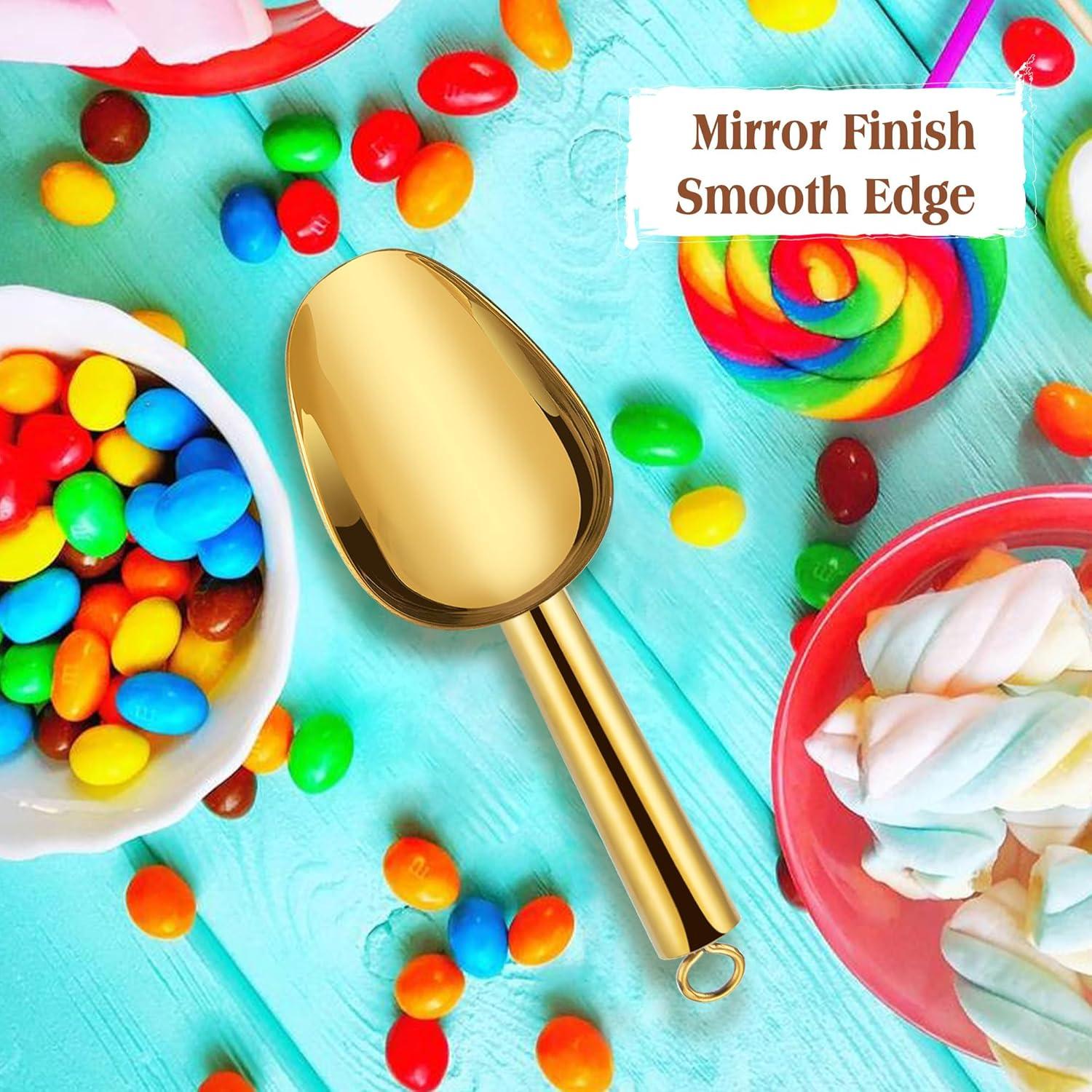 imageEfar Gold Stainless Steel Scoop 6 Ounce Utility Metal Ice Scooper for Kitchen Freezer Bar Wedding Party Multipurpose Small Scoop for SugarFlourPet FoodBeanPopcornDry Goods Dishwasher SafeGold