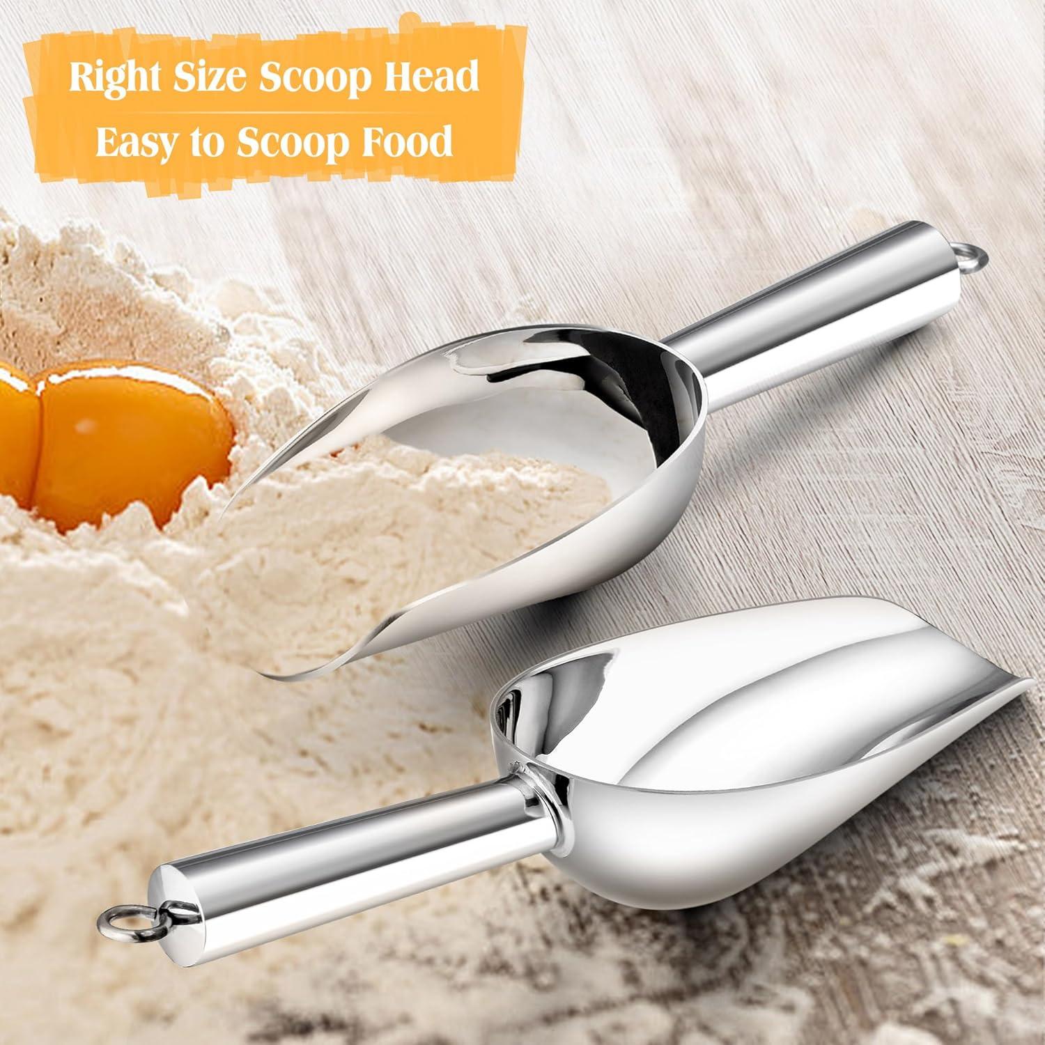 imageEfar Gold Stainless Steel Scoop 6 Ounce Utility Metal Ice Scooper for Kitchen Freezer Bar Wedding Party Multipurpose Small Scoop for SugarFlourPet FoodBeanPopcornDry Goods Dishwasher SafeSilver