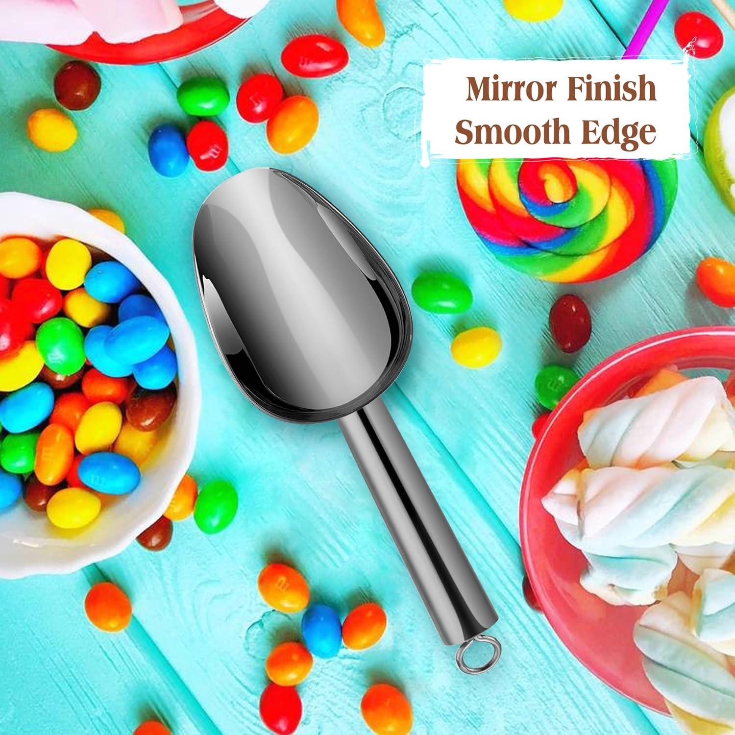 imageEfar Gold Stainless Steel Scoop 6 Ounce Utility Metal Ice Scooper for Kitchen Freezer Bar Wedding Party Multipurpose Small Scoop for SugarFlourPet FoodBeanPopcornDry Goods Dishwasher SafeBlack