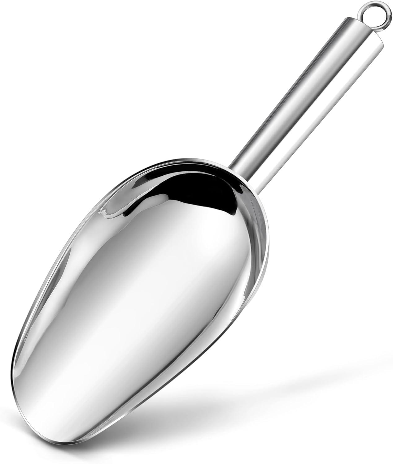 imageEfar Gold Stainless Steel Scoop 6 Ounce Utility Metal Ice Scooper for Kitchen Freezer Bar Wedding Party Multipurpose Small Scoop for SugarFlourPet FoodBeanPopcornDry Goods Dishwasher SafeSilver