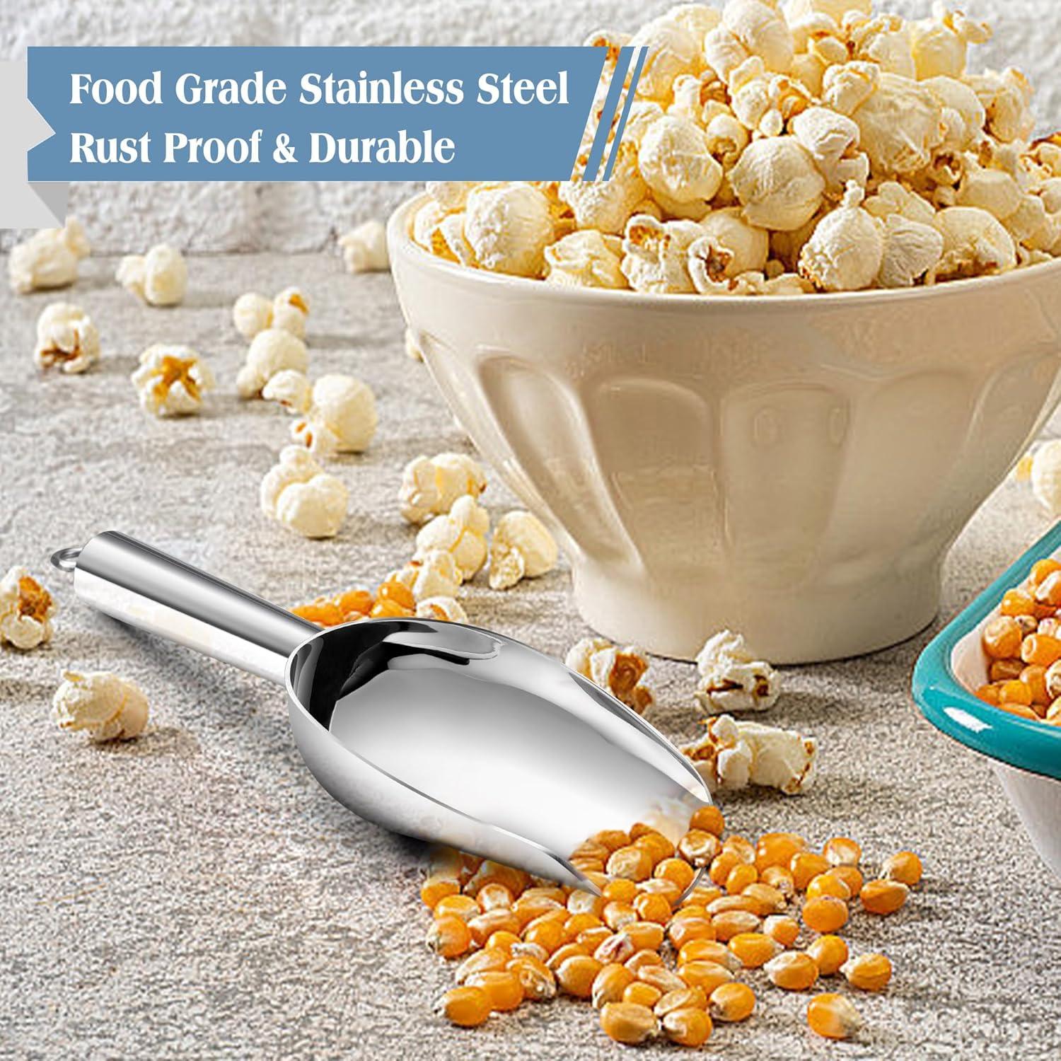 imageEfar Gold Stainless Steel Scoop 6 Ounce Utility Metal Ice Scooper for Kitchen Freezer Bar Wedding Party Multipurpose Small Scoop for SugarFlourPet FoodBeanPopcornDry Goods Dishwasher SafeSilver