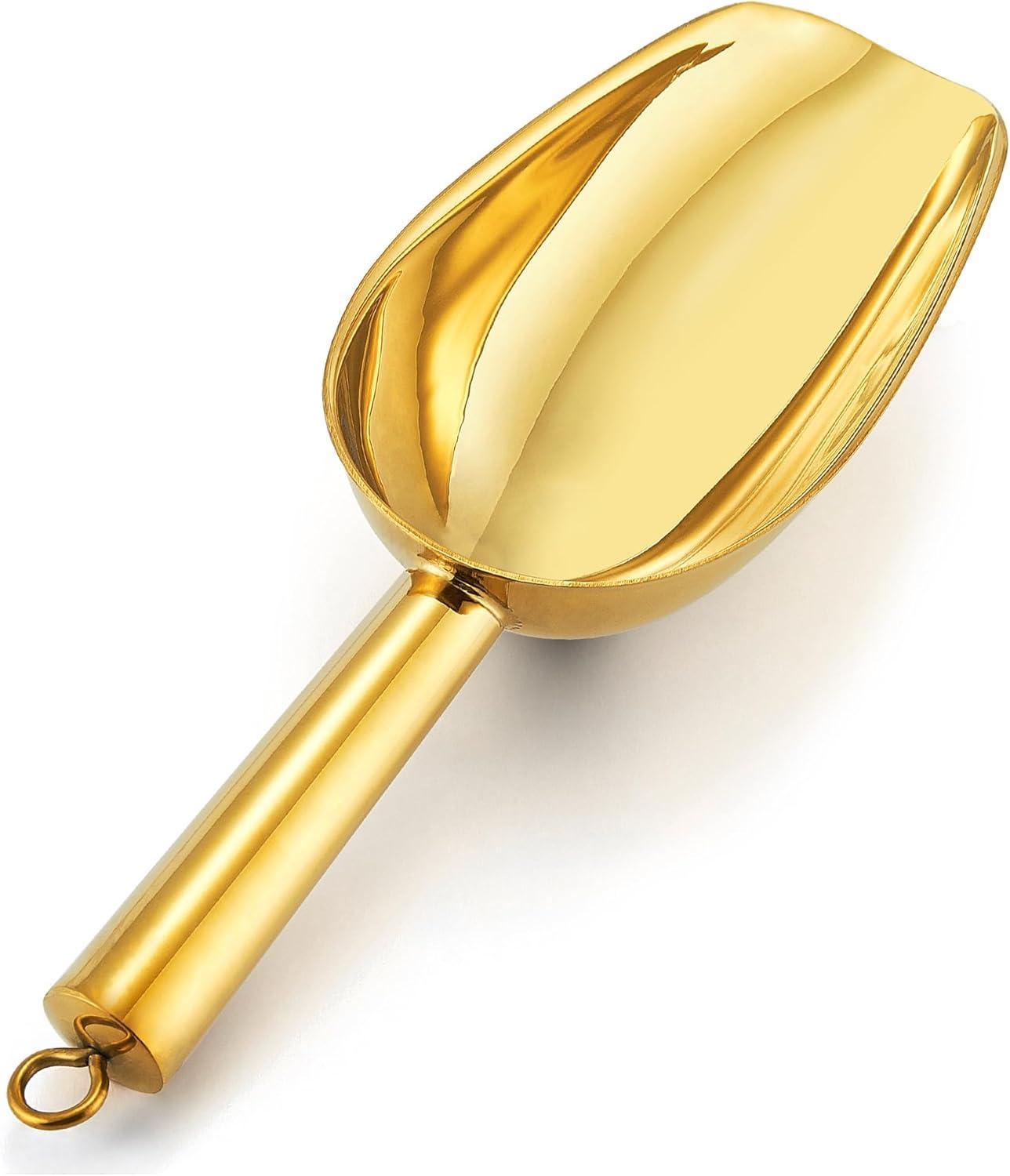 imageEfar Gold Stainless Steel Scoop 6 Ounce Utility Metal Ice Scooper for Kitchen Freezer Bar Wedding Party Multipurpose Small Scoop for SugarFlourPet FoodBeanPopcornDry Goods Dishwasher SafeGold