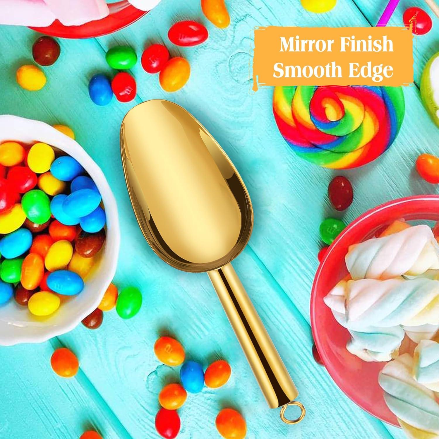 imageEfar Gold Stainless Steel Scoop 6 Ounce Utility Metal Ice Scooper for Kitchen Freezer Bar Wedding Party Multipurpose Small Scoop for SugarFlourPet FoodBeanPopcornDry Goods Dishwasher SafeGold