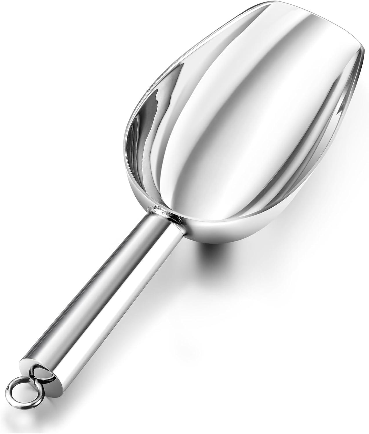 imageEfar Gold Stainless Steel Scoop 6 Ounce Utility Metal Ice Scooper for Kitchen Freezer Bar Wedding Party Multipurpose Small Scoop for SugarFlourPet FoodBeanPopcornDry Goods Dishwasher SafeSilver