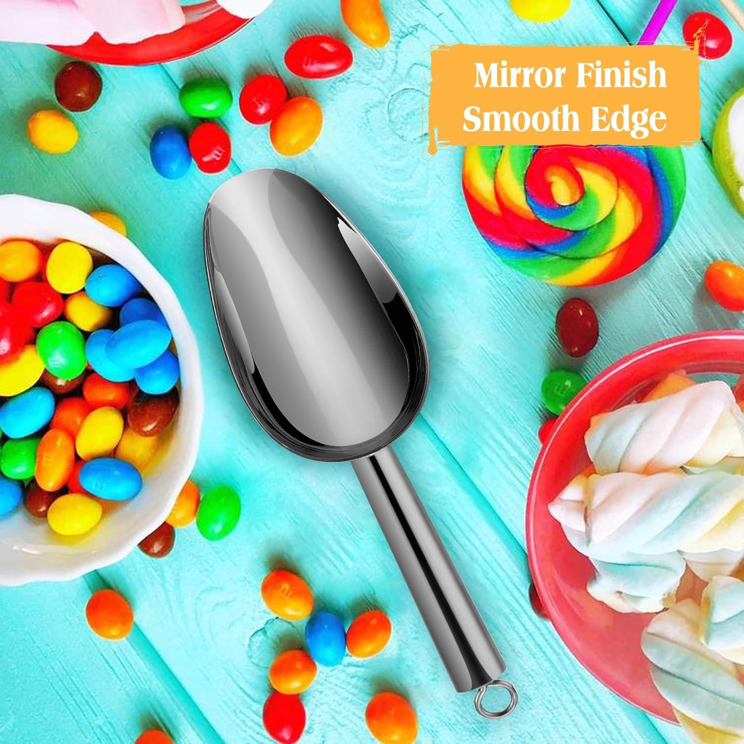 imageEfar Gold Stainless Steel Scoop 6 Ounce Utility Metal Ice Scooper for Kitchen Freezer Bar Wedding Party Multipurpose Small Scoop for SugarFlourPet FoodBeanPopcornDry Goods Dishwasher SafeBlack