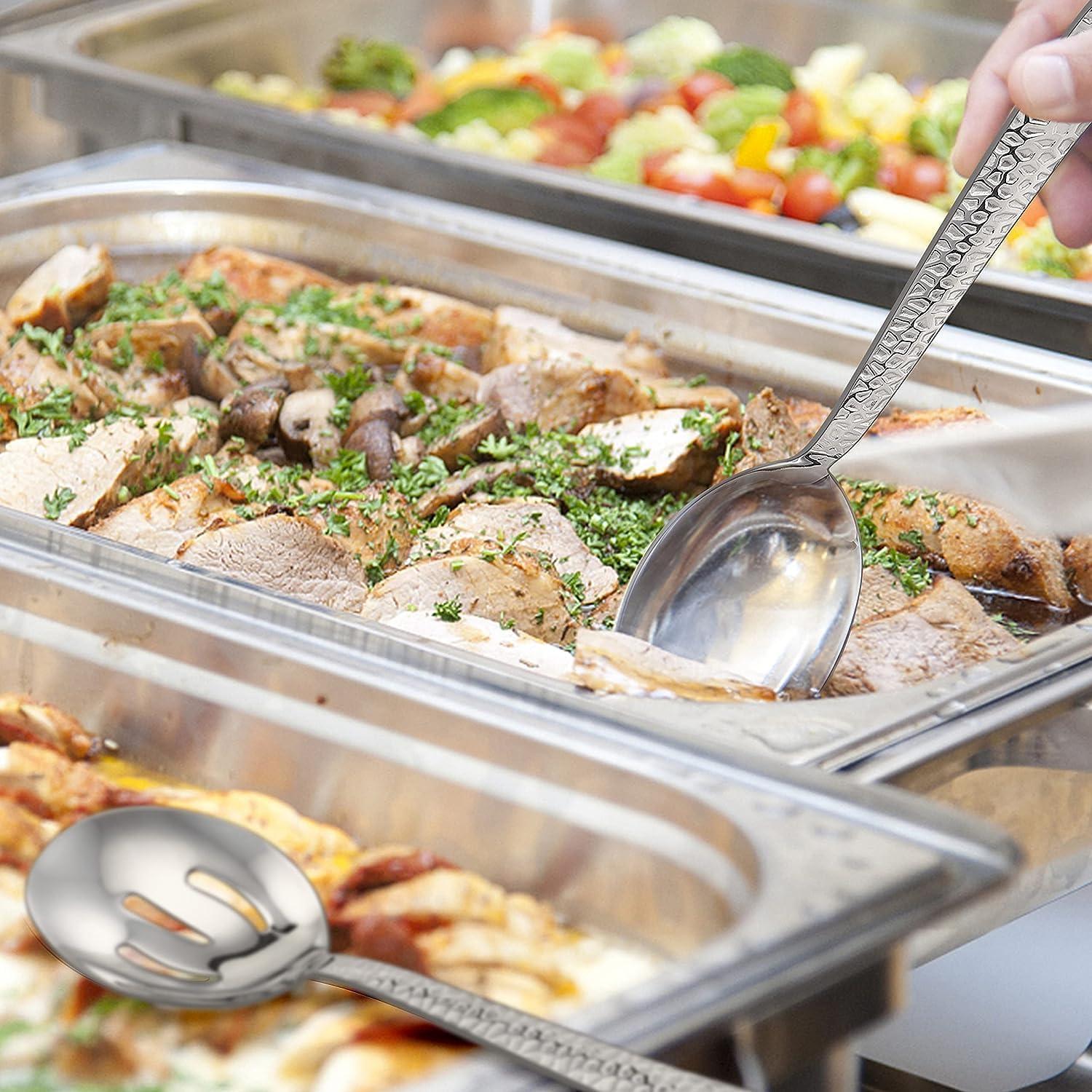 imageEfar Hammered Slotted Serving Spoons 4Piece Stainless Steel Tablespoons Hostess Serving Utensils Set for Catering Buffet Party Wedding Kitchen Restaurant Dishwasher Safe4Piece Serving Spoons Set