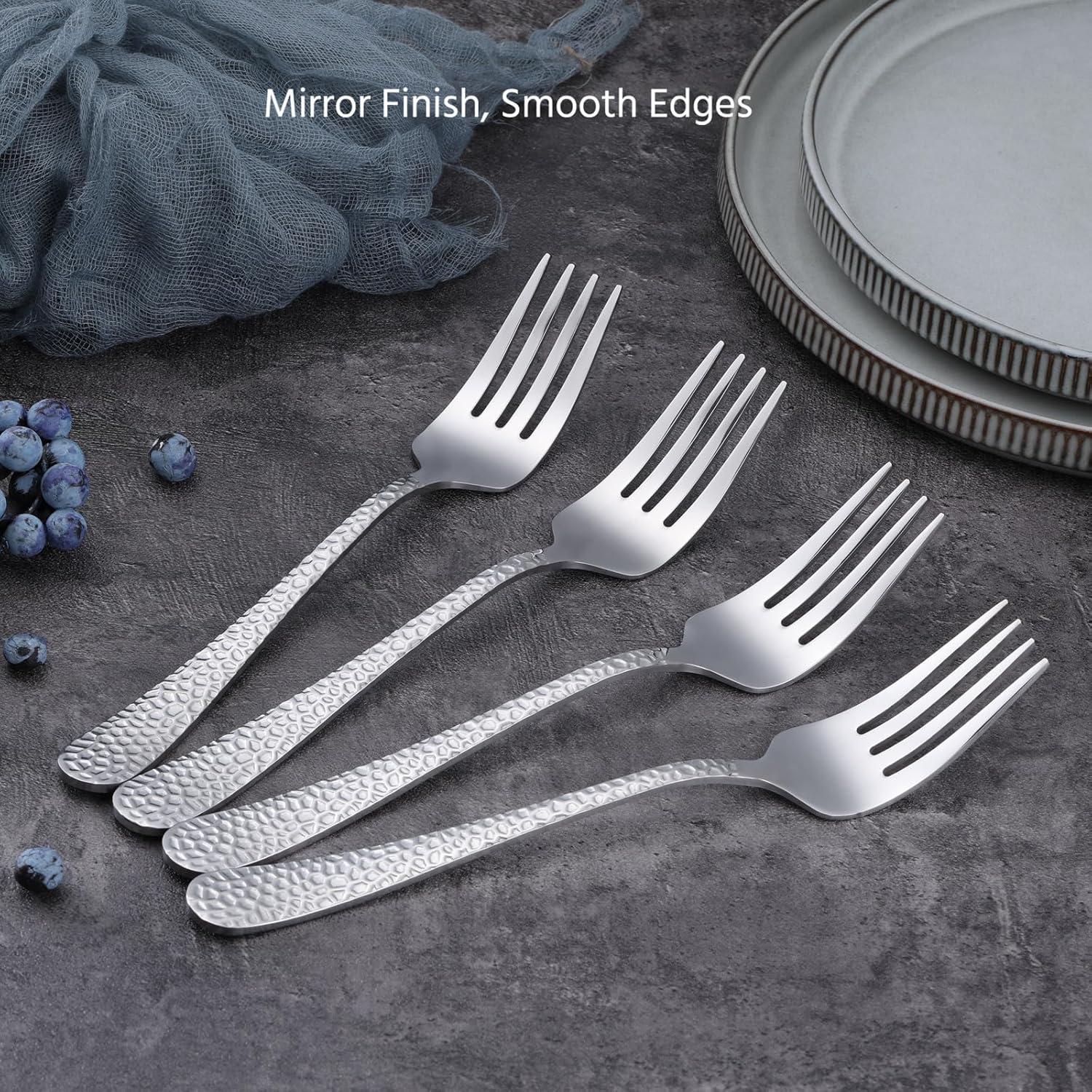 imageEfar Hammered Slotted Serving Spoons 4Piece Stainless Steel Tablespoons Hostess Serving Utensils Set for Catering Buffet Party Wedding Kitchen Restaurant Dishwasher Safe4Piece Serving Forks Set
