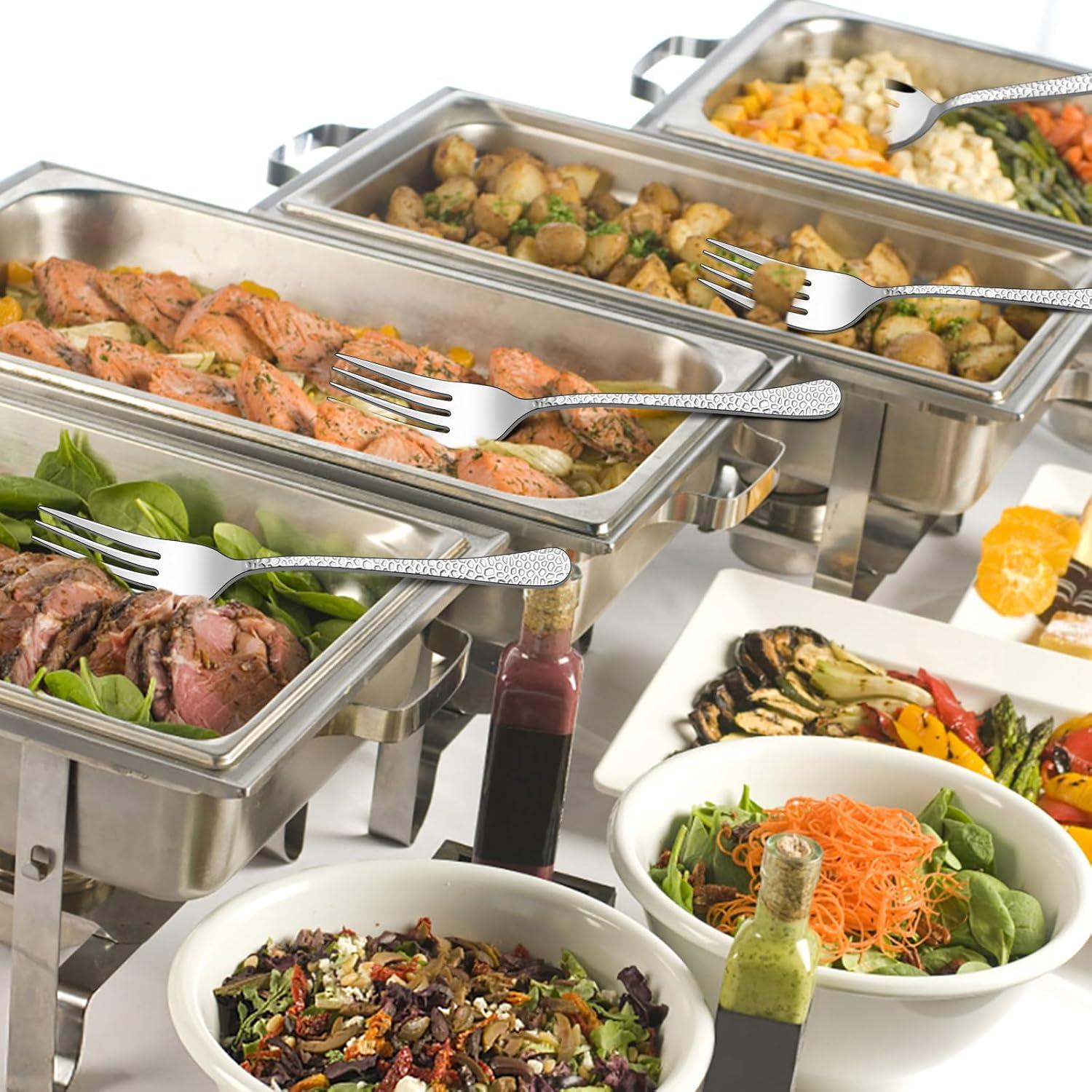 imageEfar Hammered Slotted Serving Spoons 4Piece Stainless Steel Tablespoons Hostess Serving Utensils Set for Catering Buffet Party Wedding Kitchen Restaurant Dishwasher Safe4Piece Serving Forks Set