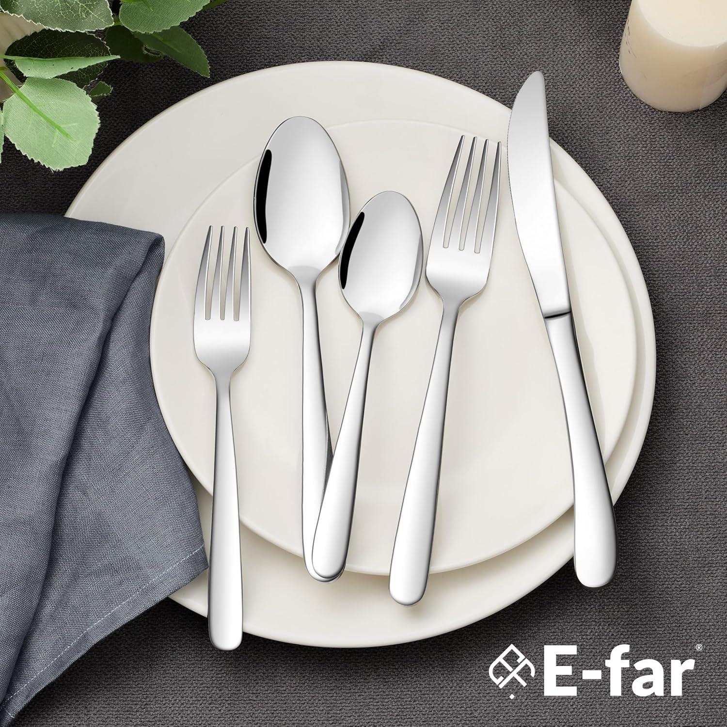 imageEfar Heavy Duty Silverware Set for 8 40Piece Stainless Steel Flatware Cutlery Set Thick Metal Eating Utensils Including Forks and Spoons Knife Heavy Weight amp Mirror Finish Dishwasher Safe60
