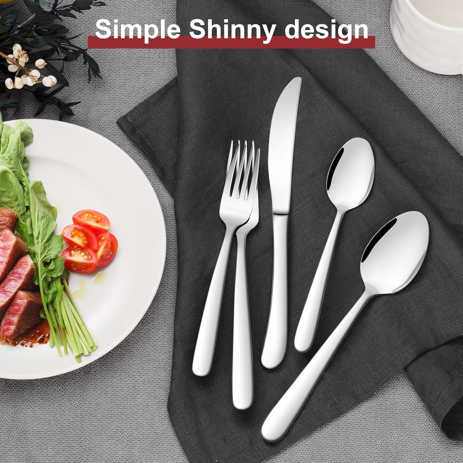 imageEfar Heavy Duty Silverware Set for 8 40Piece Stainless Steel Flatware Cutlery Set Thick Metal Eating Utensils Including Forks and Spoons Knife Heavy Weight amp Mirror Finish Dishwasher Safe60