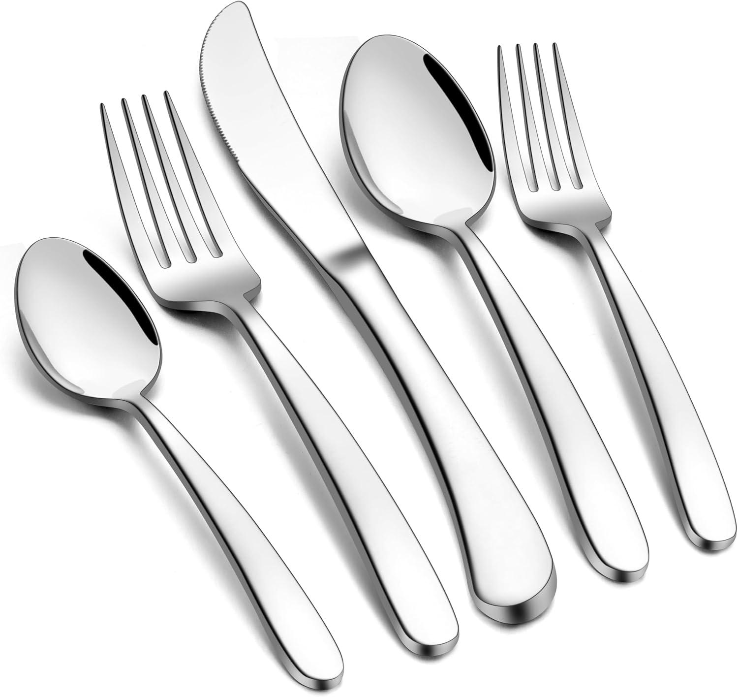 imageEfar Heavy Duty Silverware Set for 8 40Piece Stainless Steel Flatware Cutlery Set Thick Metal Eating Utensils Including Forks and Spoons Knife Heavy Weight amp Mirror Finish Dishwasher Safe60