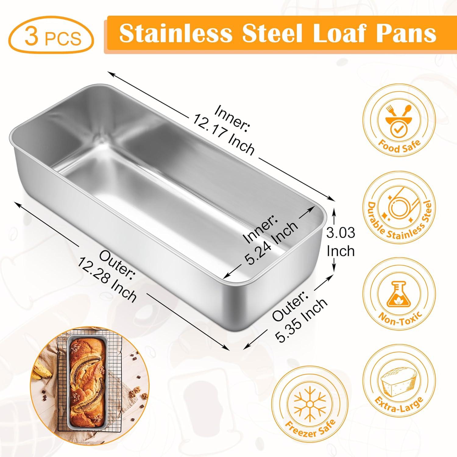 imageEfar Loaf Pan for Baking Bread 9 x 5 Inch Stainless Steel Baking Loaf Pan Metal Bakeware for Bread Meatloaf Cake Brownies Healthy amp Non Toxic Brushed Finish amp Easy Release Oven amp Dishwasher Safe3