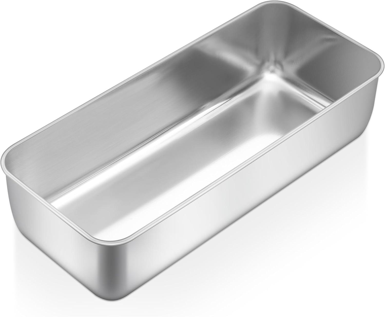 imageEfar Loaf Pan for Baking Bread 9 x 5 Inch Stainless Steel Baking Loaf Pan Metal Bakeware for Bread Meatloaf Cake Brownies Healthy amp Non Toxic Brushed Finish amp Easy Release Oven amp Dishwasher Safe1