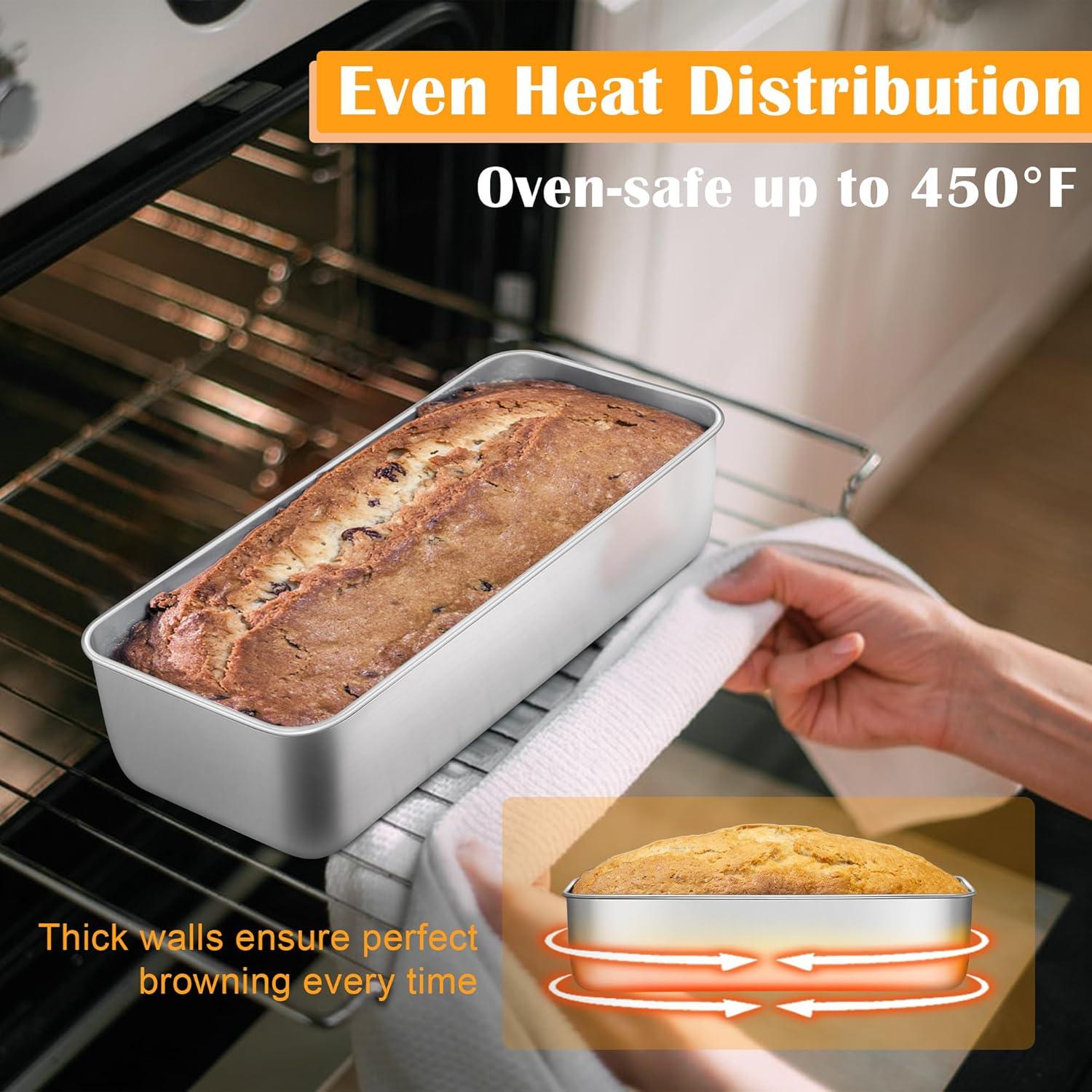 imageEfar Loaf Pan for Homemade Bread2 Pack 12 x 5 Large Stainless Steel Loaf Pans Long Metal Bread Baking Mold for Banana Cake Meatloaf Sourdough Lasagna Nontoxic amp Dishwasher Safe2