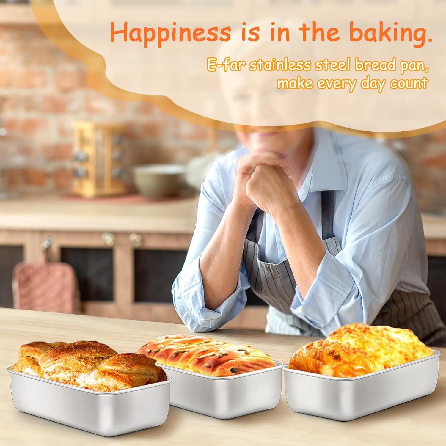 imageEfar Loaf Pan for Homemade Bread2 Pack 12 x 5 Large Stainless Steel Loaf Pans Long Metal Bread Baking Mold for Banana Cake Meatloaf Sourdough Lasagna Nontoxic amp Dishwasher Safe1