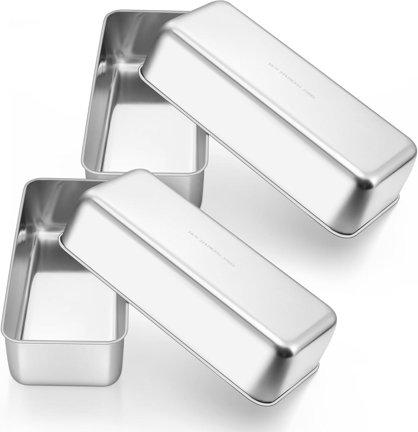 imageEfar Loaf Pan for Homemade Bread2 Pack 12 x 5 Large Stainless Steel Loaf Pans Long Metal Bread Baking Mold for Banana Cake Meatloaf Sourdough Lasagna Nontoxic amp Dishwasher Safe4