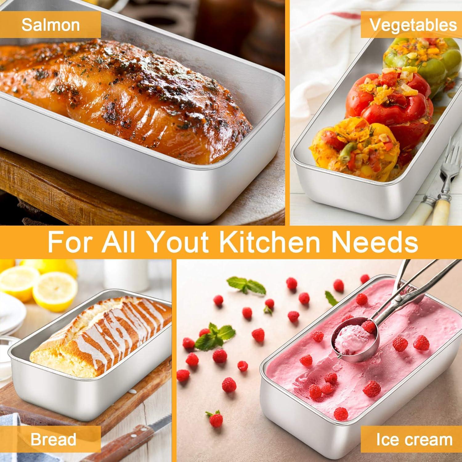 imageEfar Loaf Pan for Homemade Bread2 Pack 12 x 5 Large Stainless Steel Loaf Pans Long Metal Bread Baking Mold for Banana Cake Meatloaf Sourdough Lasagna Nontoxic amp Dishwasher Safe3